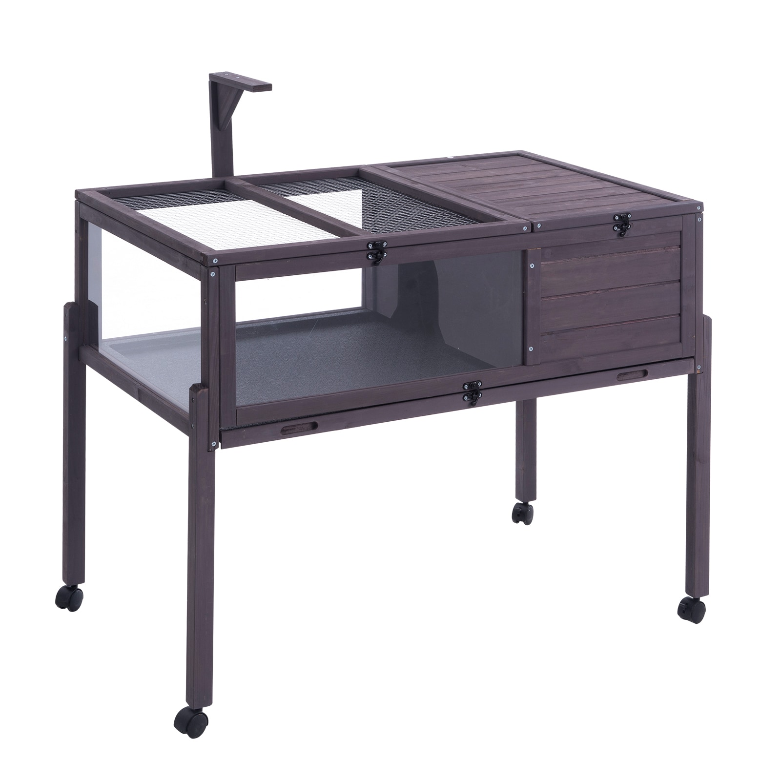 VEVOR SCMZWGXMZDGJ05245V0 Tortoise Habitat  Wooden Tortoise House Indoor and Outdoor  Rolling Tortoise Enclosure with Light Stand  Reptile Enclosure Small Animal Cage with Stand Legs  Wheels  for Gecko  Lizard  Snake