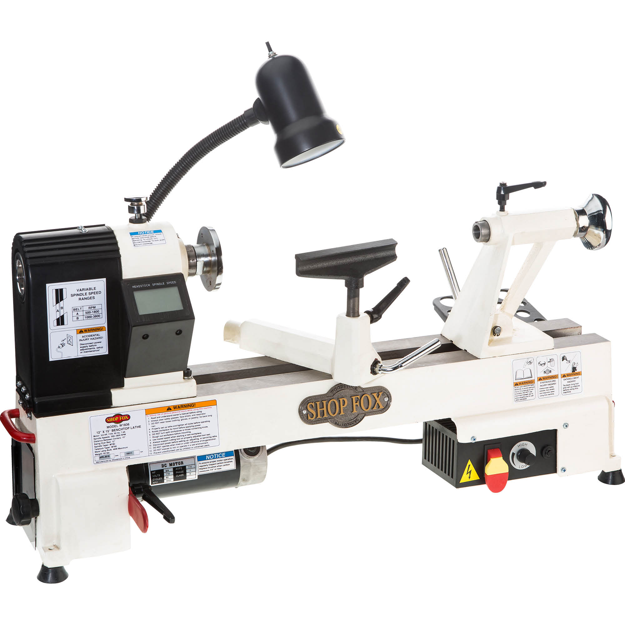 Shop Fox 15.5-in x 38.5-in Variable Wood Lathe W1836 Sansujyuku sansujyuku.com