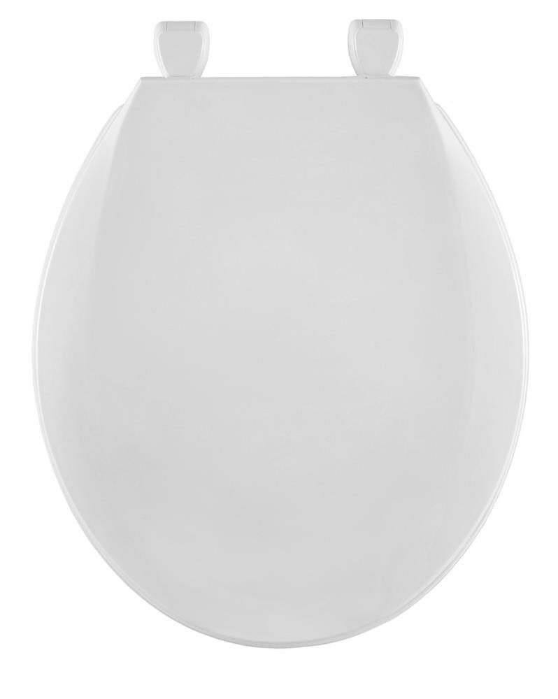White Round Plastic Toilet Seat with Color-Matched Hinges