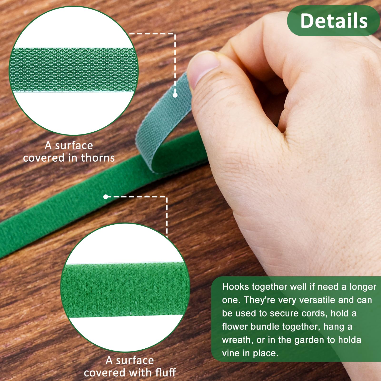 Adrinfly 80 Piece Christmas Garland Ties Green Hook and Loop Adjustable ...