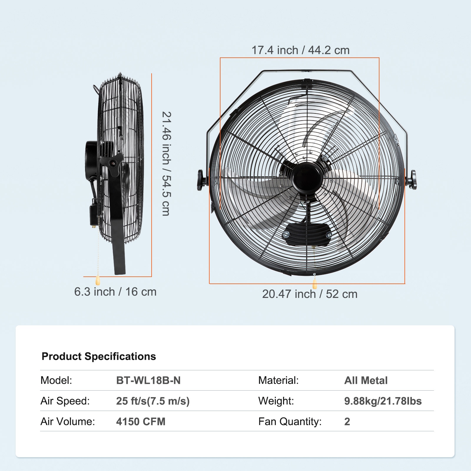 VEVOR GYBGSFS2JT18WLZBTV1 Wall-Mounted-Fans - View #8