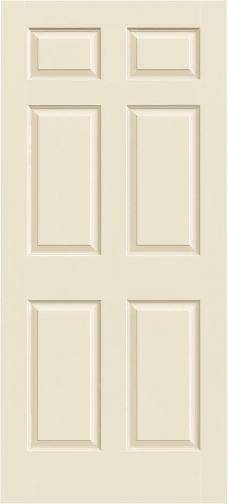 Colonist 36-in x 80-in Bisque 6-panel Mirrored Glass Hollow Core Prefinished Molded Composite Slab Door in Yellow | - JELD-WEN LOWOLJW191300230