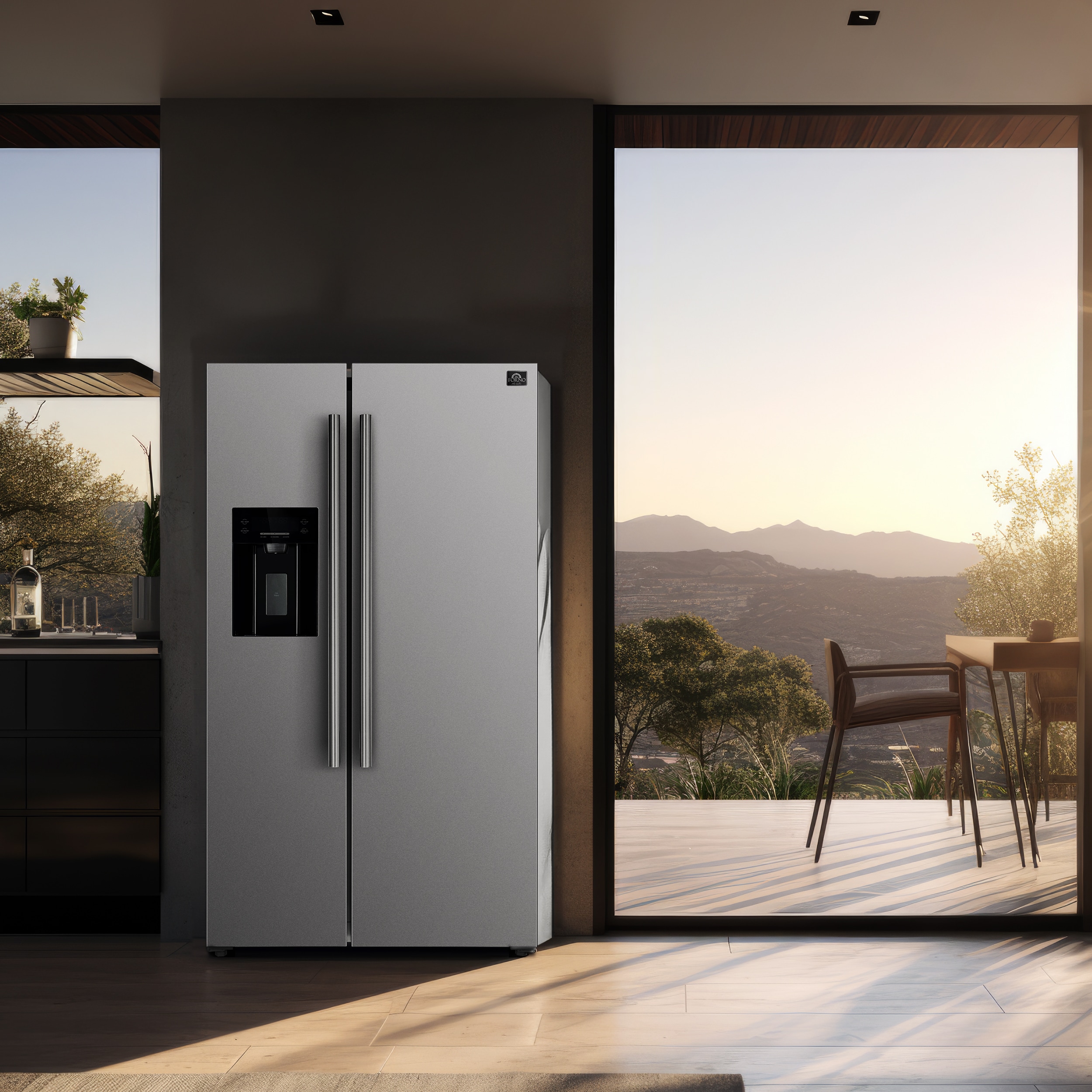36-Inch Stainless Steel Side-by-Side Refrigerator with Ice Maker