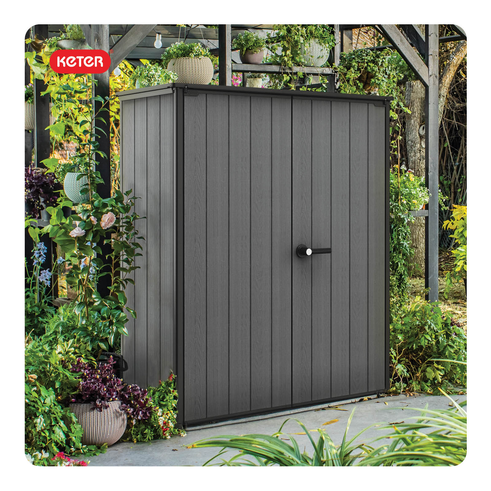 Keter 255123 4.6-ft x 2.4-ft Cortina Gray Resin Storage Shed (Floor Included)