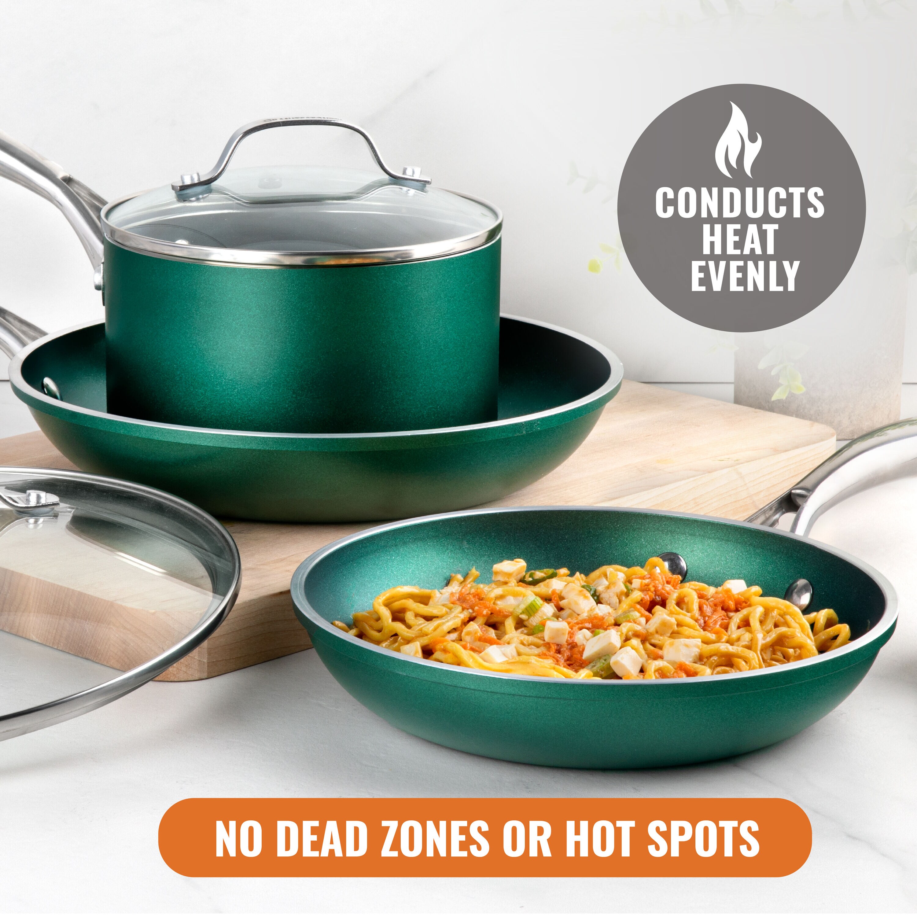 GRANITESTONE Emerald Green 6-Piece Aluminum Ultra-Durable Nonstick