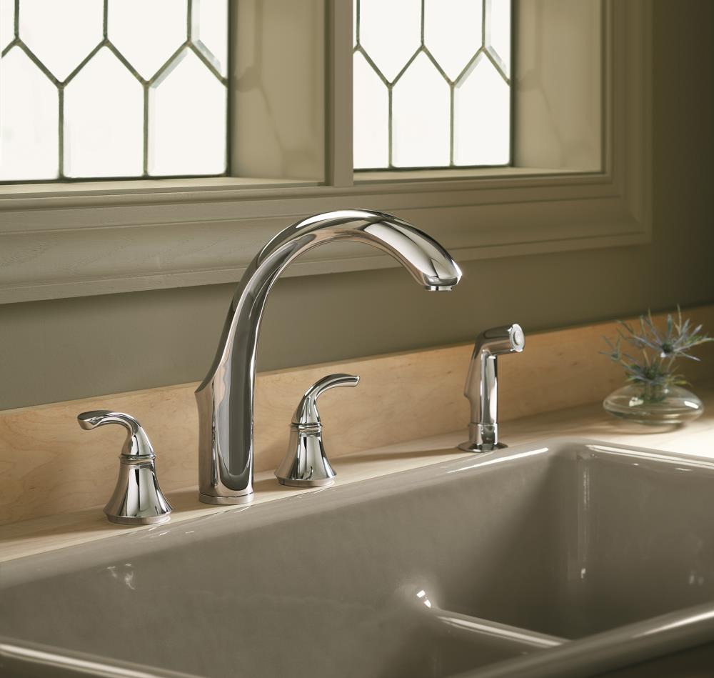 KOHLER Forte Polished Chrome 2 Handle High Arc Kitchen Faucet In The   63054229 