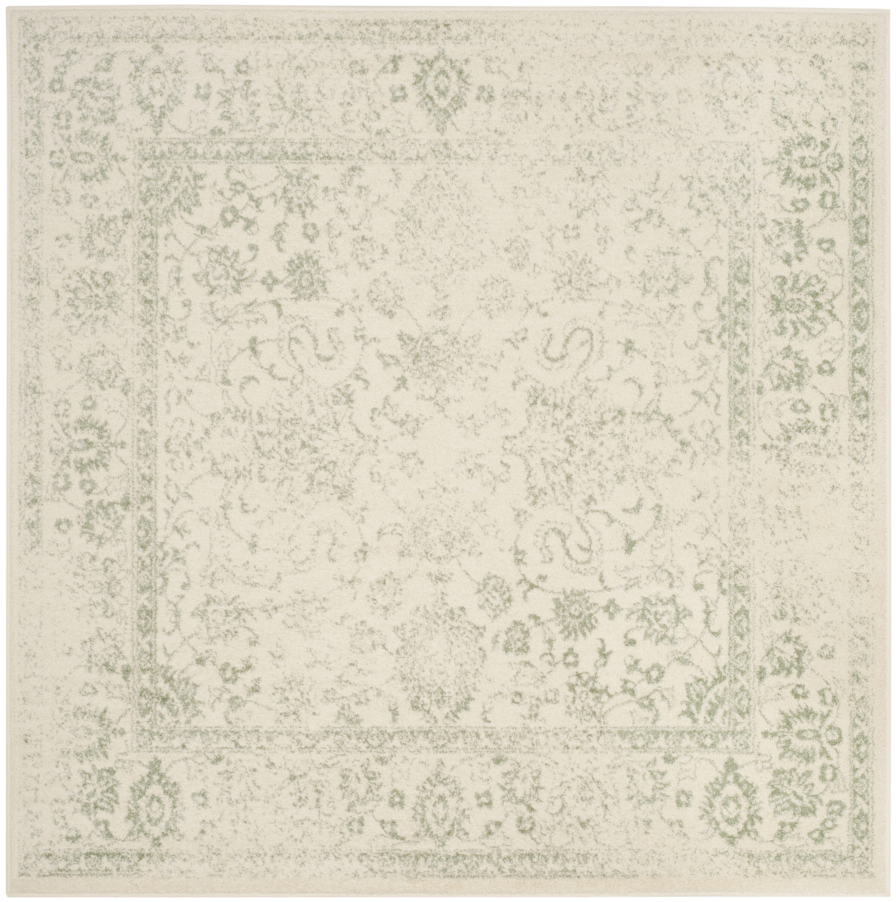Safavieh ADR109V-4SQ Adirondack 4 x 4 (ft) Loomed Polypropylene Ivory/Sage Square Indoor Distressed/Overdyed Vintage Area rug