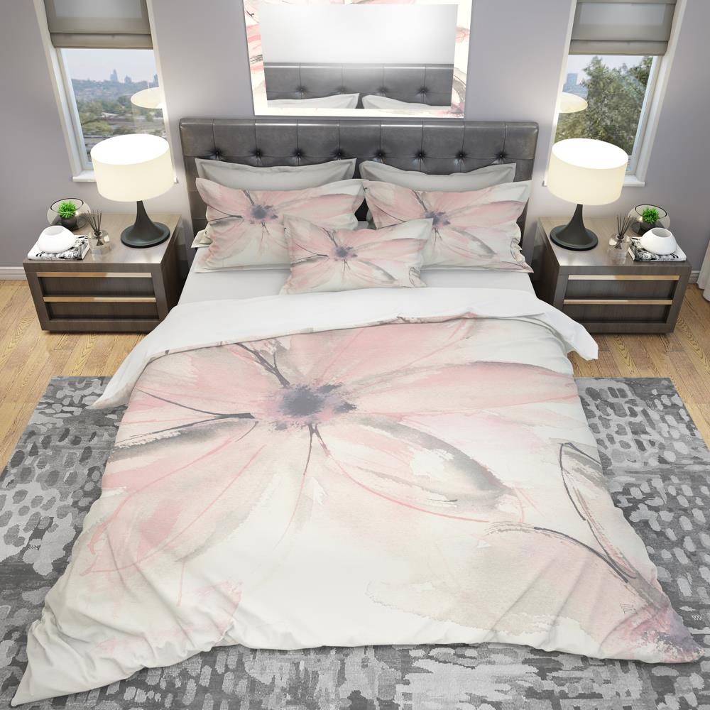 Designart BED30437-Q 3 -Piece Pink Queen Duvet cover Set