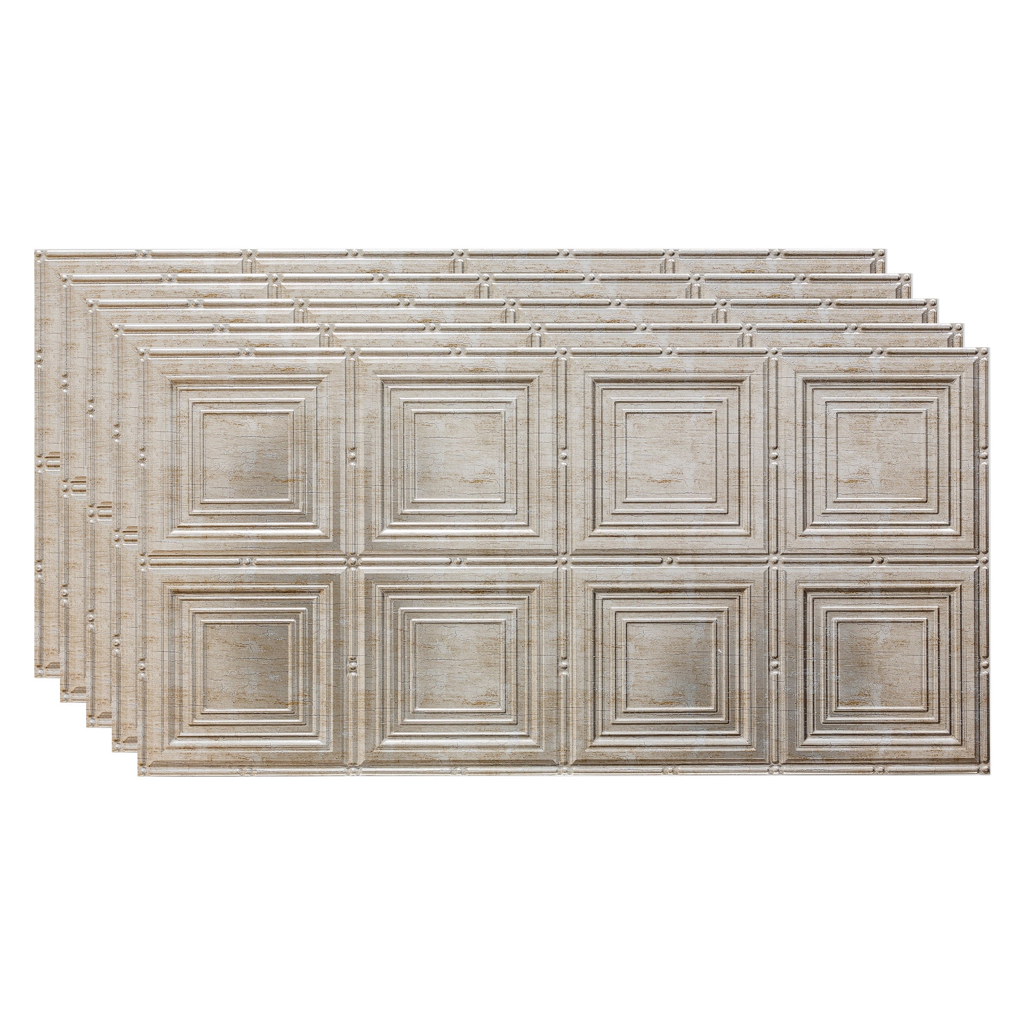 Fasade PG7834 4-ft x 2-ft Portrait Vintage Metal PVC Surface-mount Ceiling Tile ( 5 -Pack, 40-Sq. Feet / Case )
