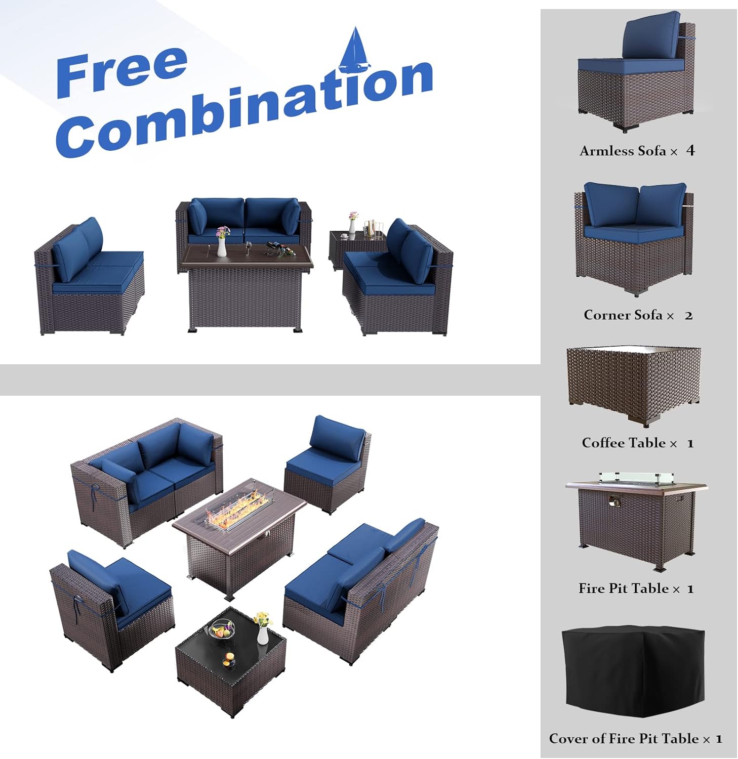 ALAULM LS-7+FP-NAVY Patio-Conversation-Sets - View #6