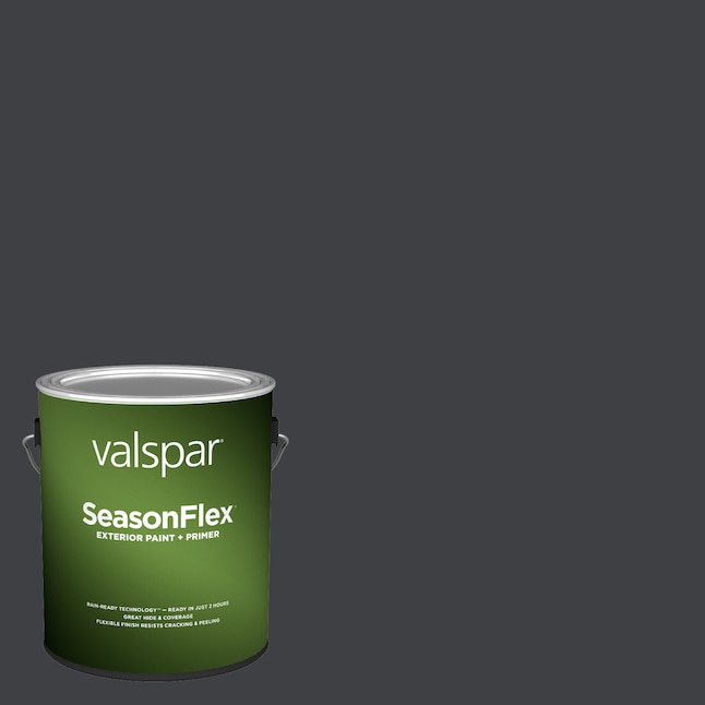 Valspar SeasonFlex Satin Dark Kettle Black 4011-2 Latex Exterior Paint +  Primer (1-Gallon) in the Exterior Paint department at