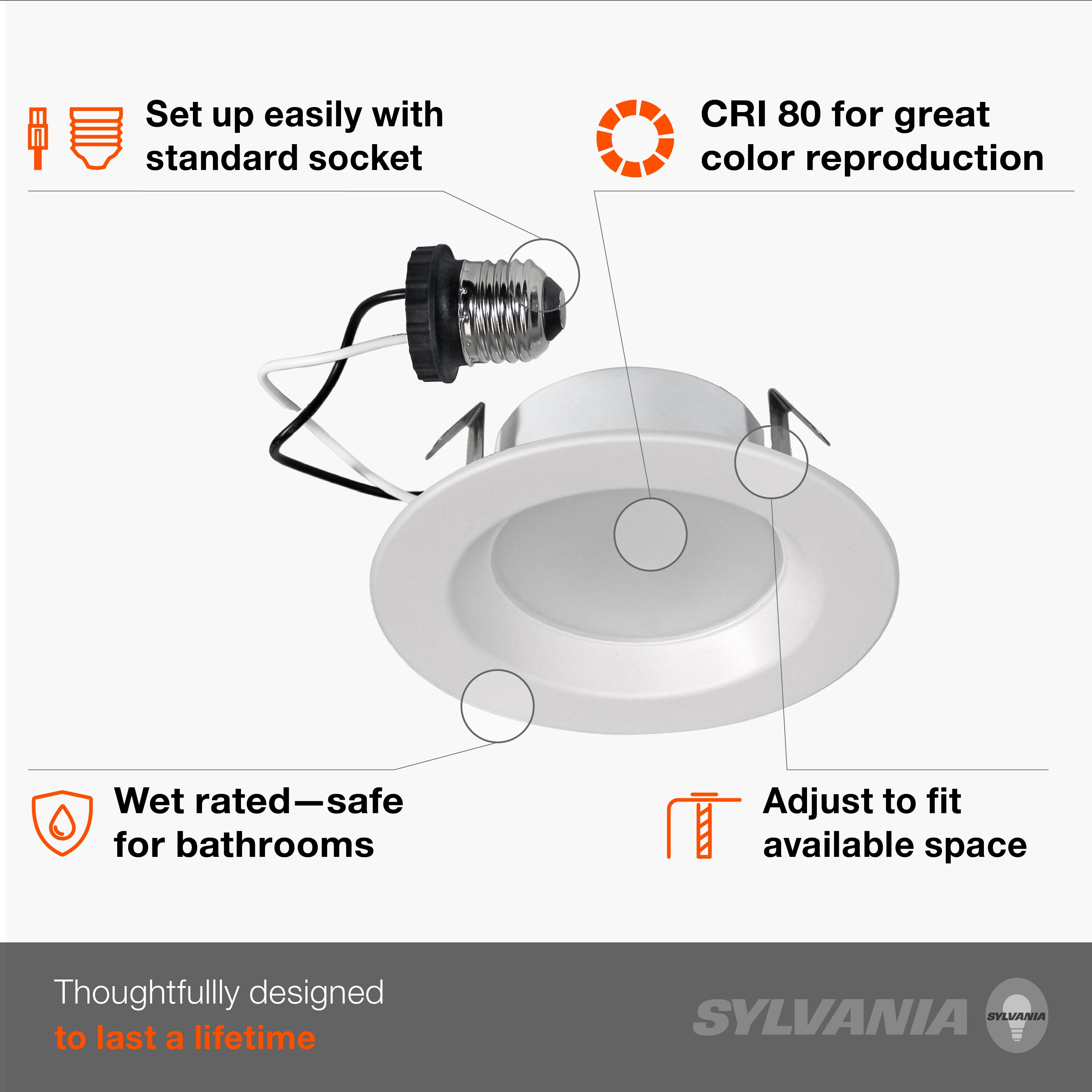 SYLVANIA White 4-in 600-Lumen Bright White Round Dimmable LED Canless ...