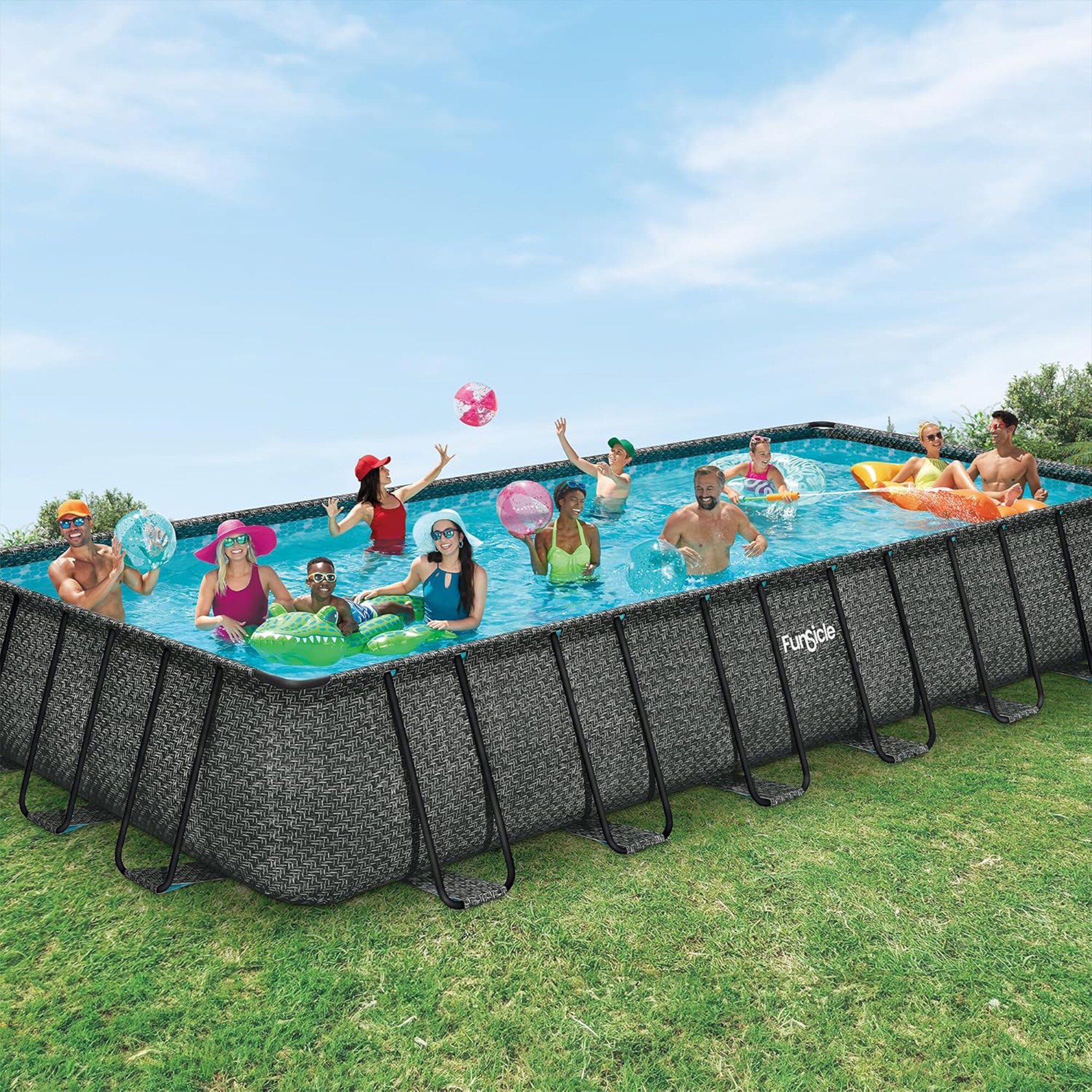 Funsicle 24 Ft Oasis Designer Lap Above Ground Pool w/ Pump Dark