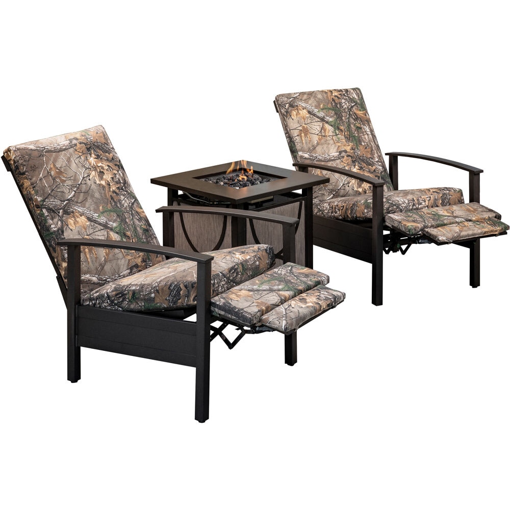 Hanover CDRNCH3PCFP-CMO Cedar Ranch 3-Piece Patio Conversation Set with Brown Cushions