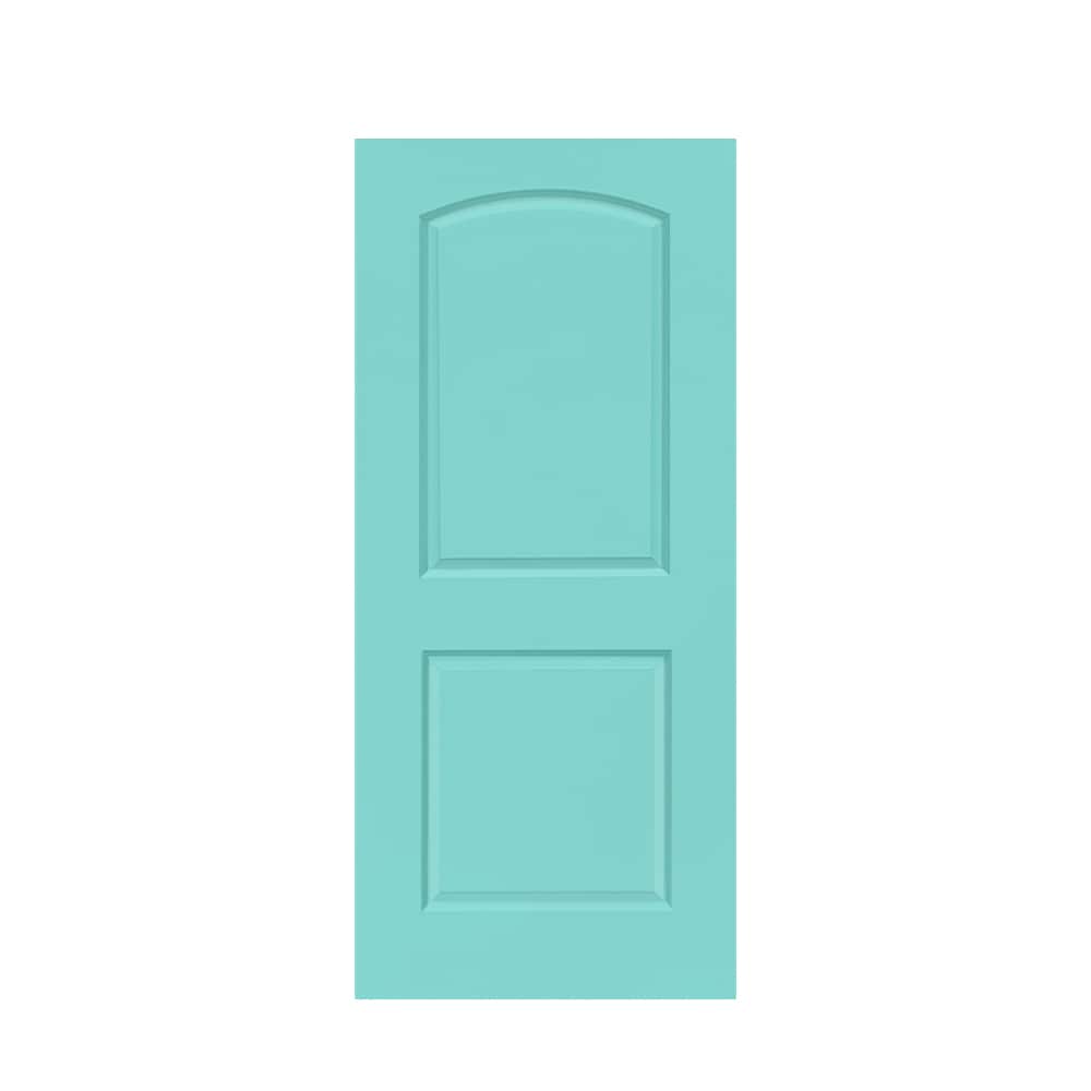 CALHOME PK-2PANEL-RD-30RW 30-in x 80-in Mint Green Stained MDF Hollow core Single Barn Door (Hardware Not Included)