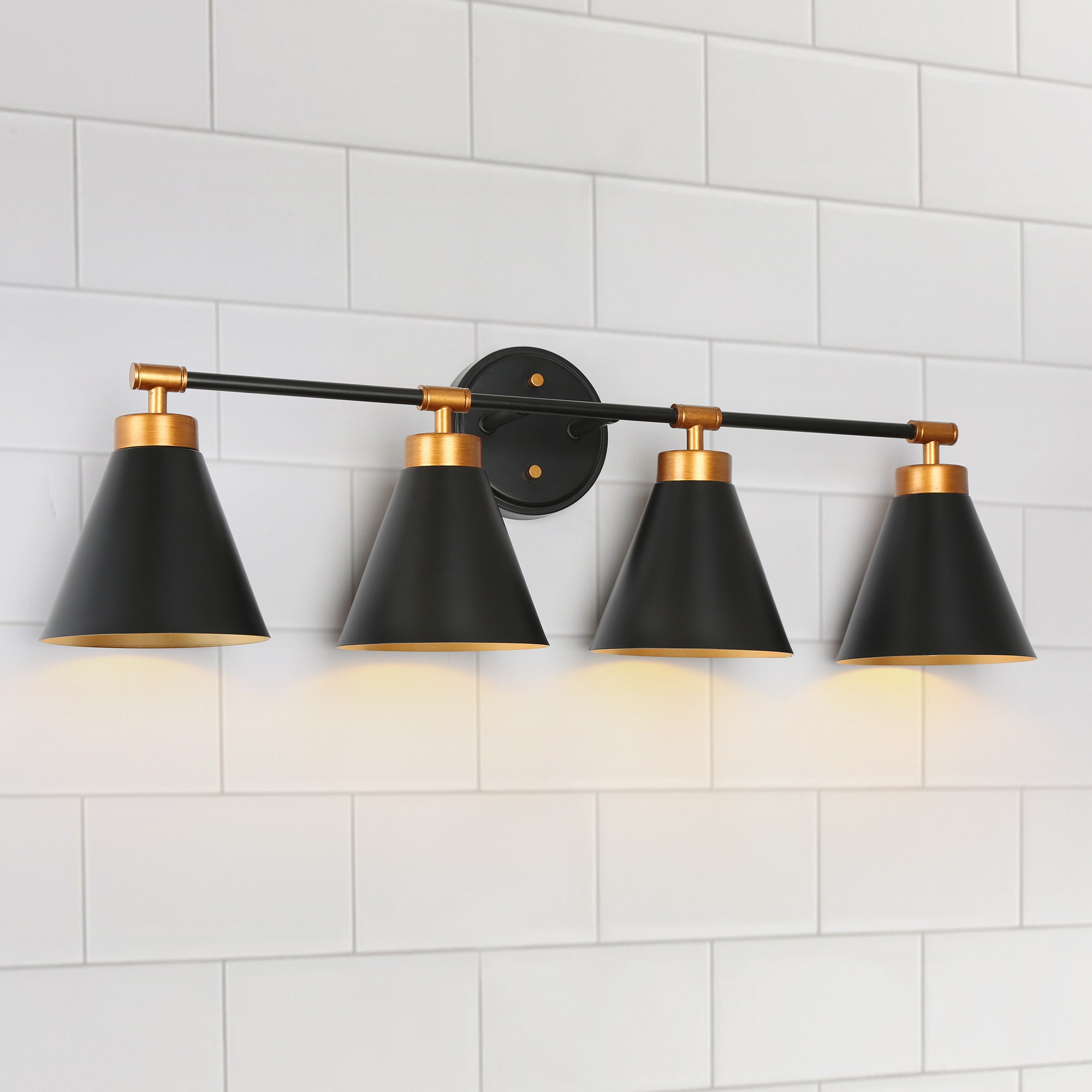 Uolfin ZA3MEI-LWS251W4-O8 29.5-in 4 -Light Matte Black Modern/contemporary Vanity light