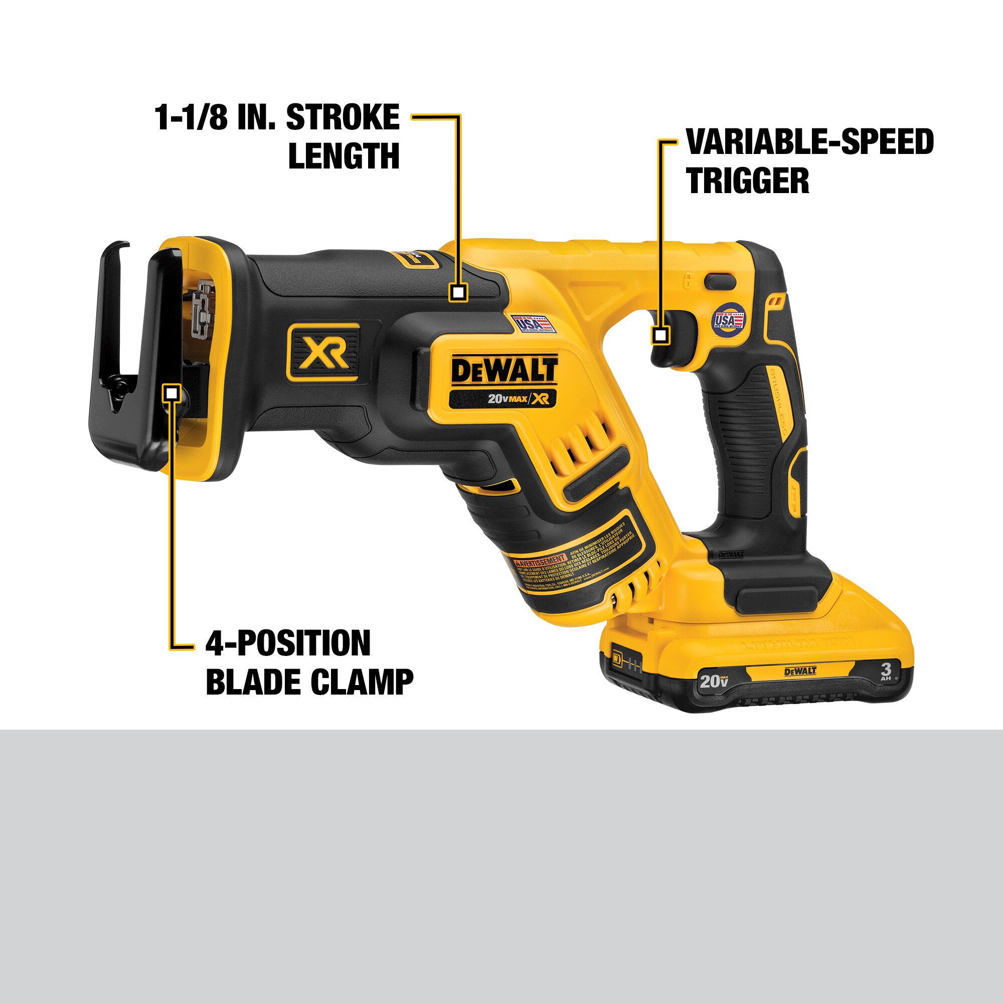 20V MAX* XR® Brushless Cordless Reciprocating Saw with POWER