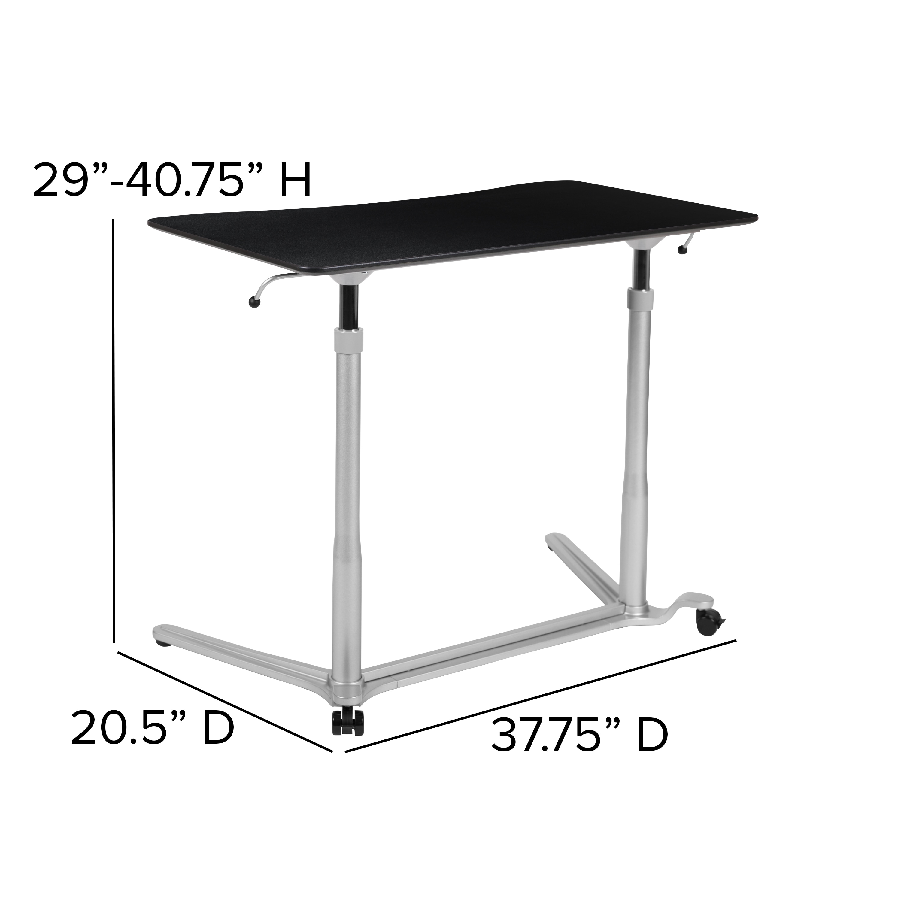 ErgoFlex Silver and Black Adjustable Height Mobile Standing Desk