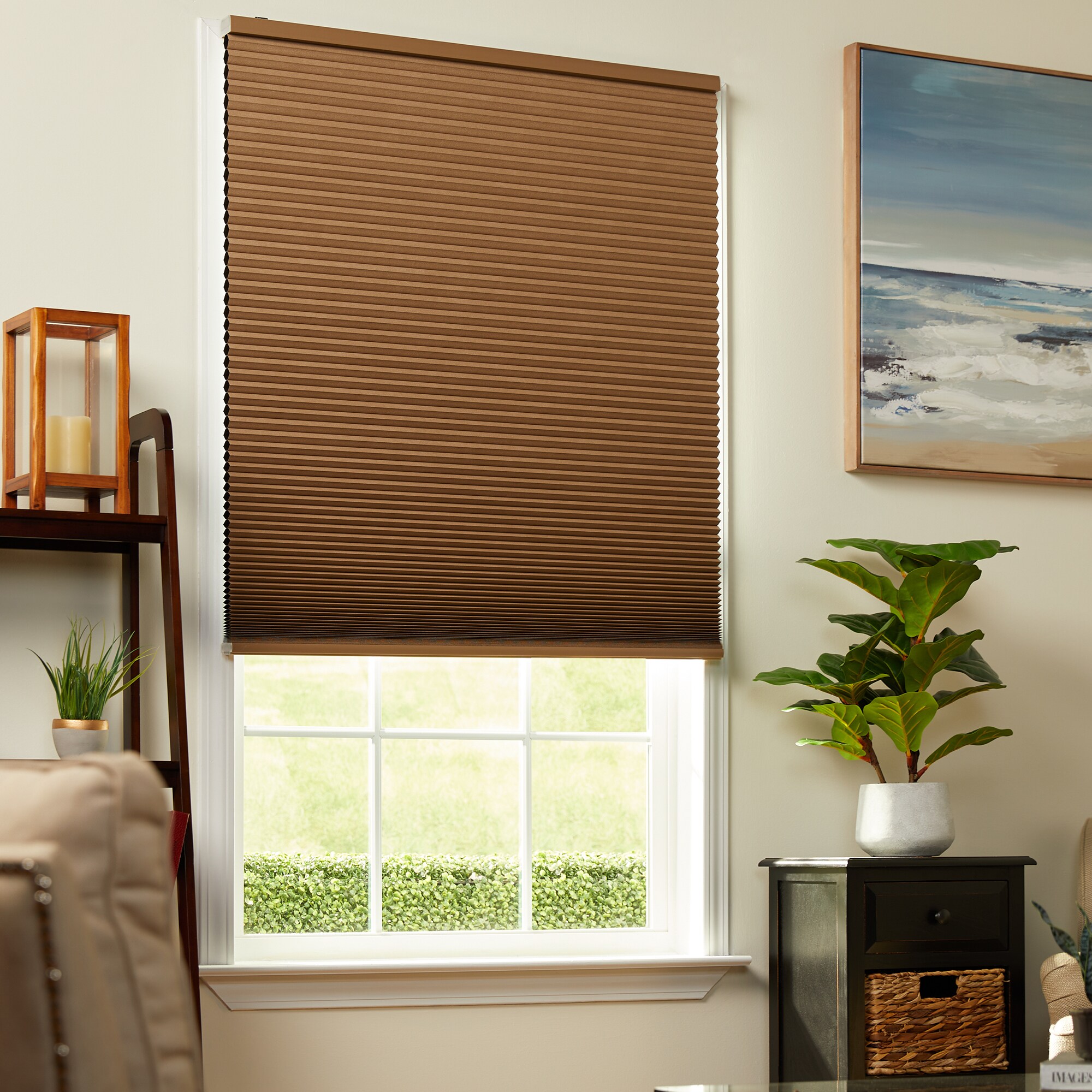 allen + roth 70-in x 64-in Linen Blackout Cordless Cellular Shade in ...