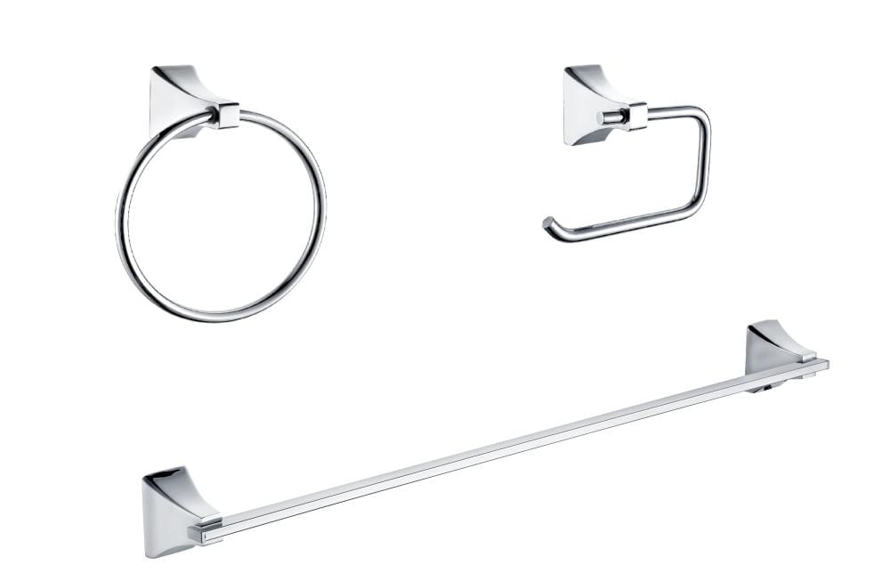 Paradise Bathworks 64826 3 -Piece Shangri-La Polished chrome Decorative Bathroom Hardware Set Towel Bar, Toilet Paper Holder, Towel Ring Included