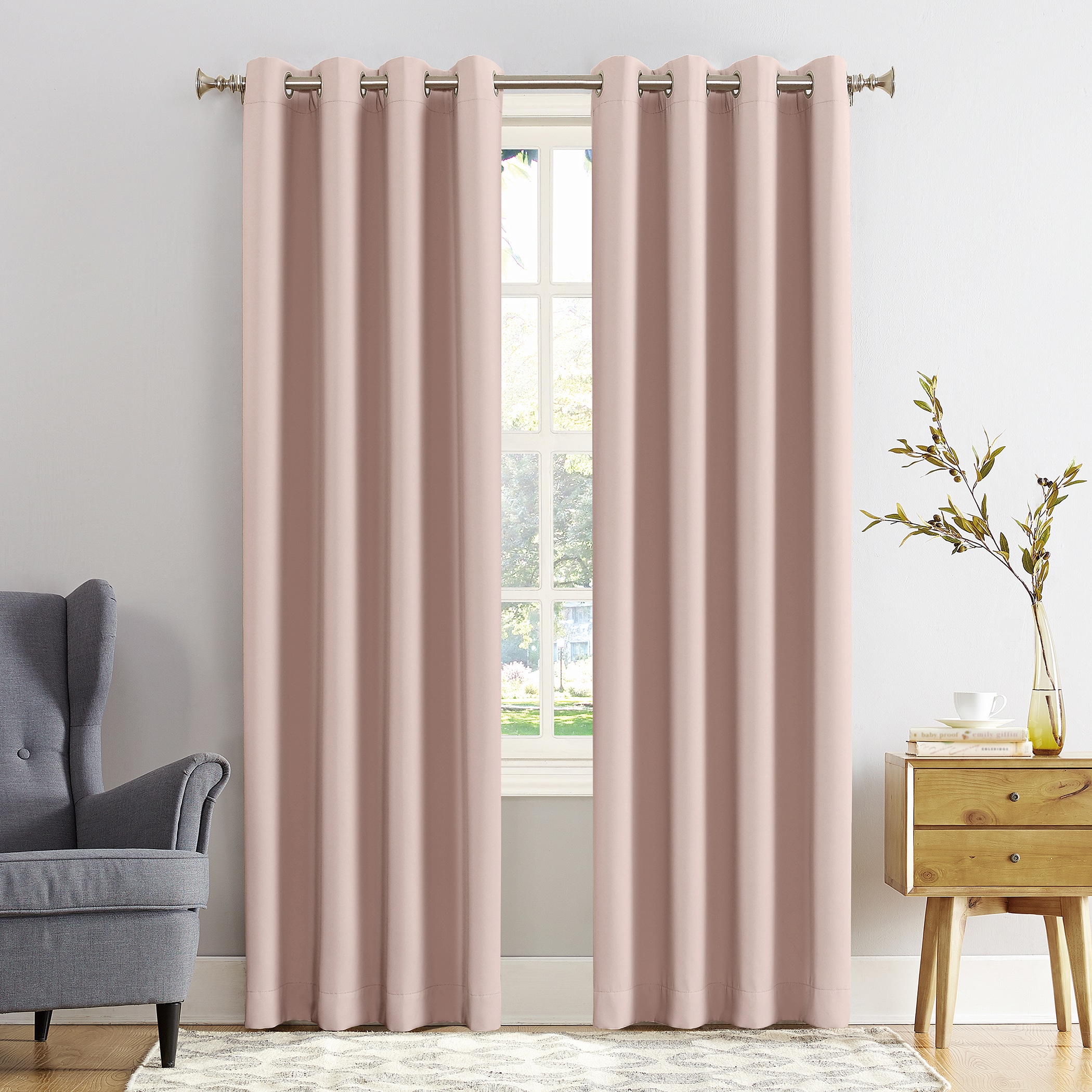 Sun Zero 55973 108-Inches Blush Blackout Interlined Grommet Single curtain panel