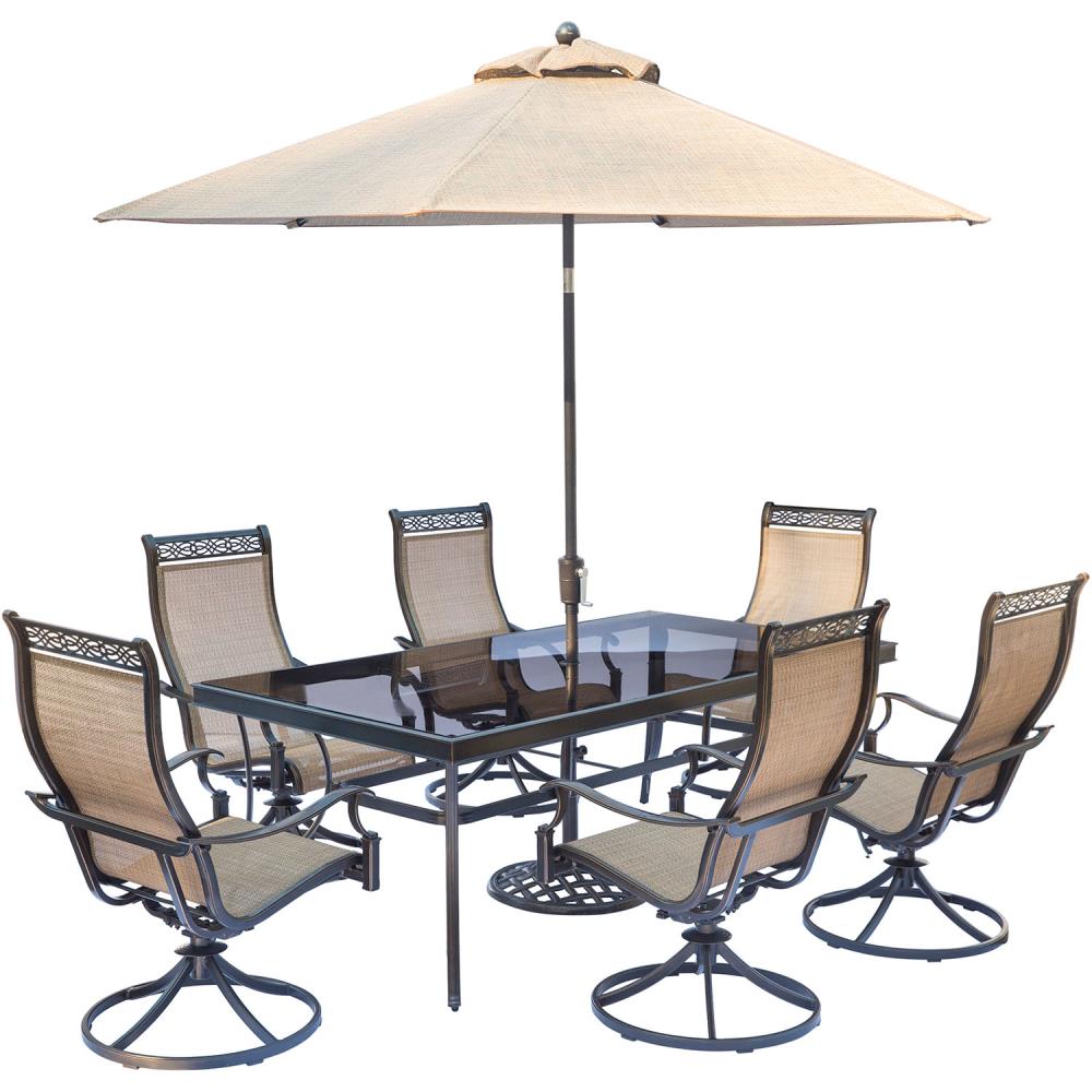 Hanover MONDN7PCSWG-SU Monaco 9-Piece Bronze Patio Dining Set with Tan Cushions
