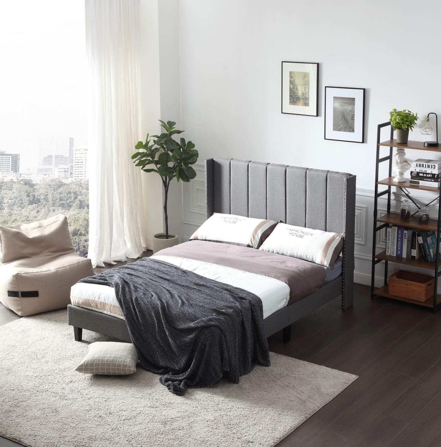 GZMR GZMR Full Size Beds Gray Full Contemporary Bed Frame In The Beds ...