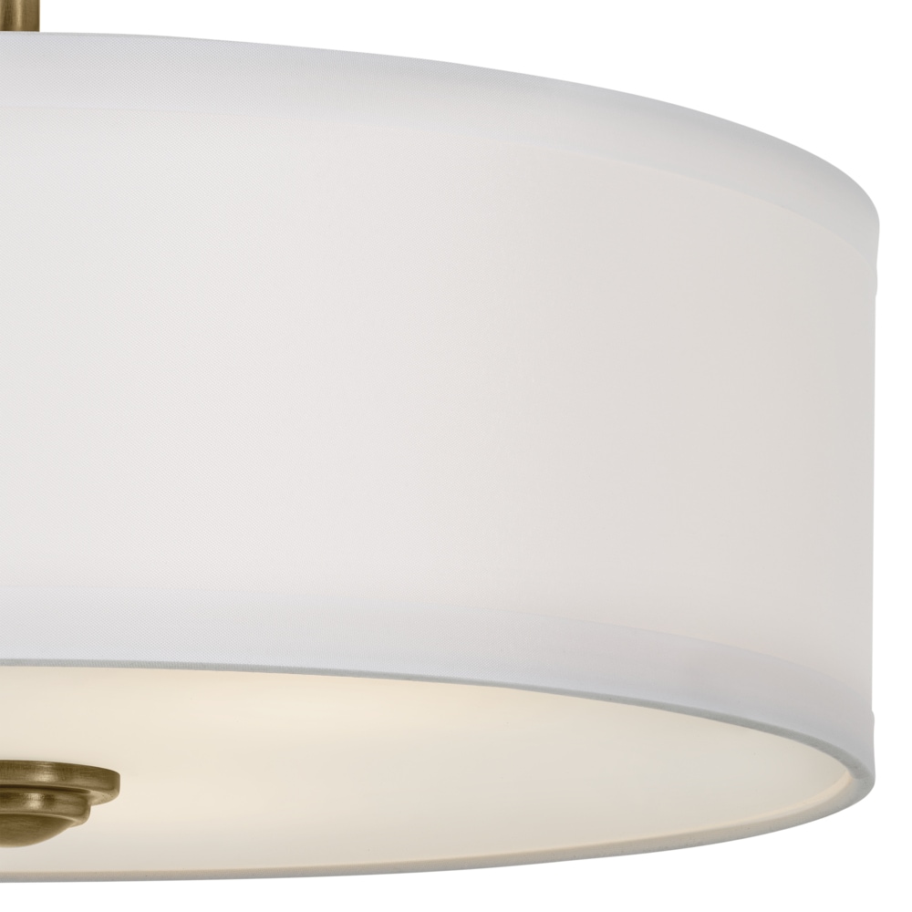 Natural Brass 14" 3-Light Semi-Flush Drum Ceiling Fixture
