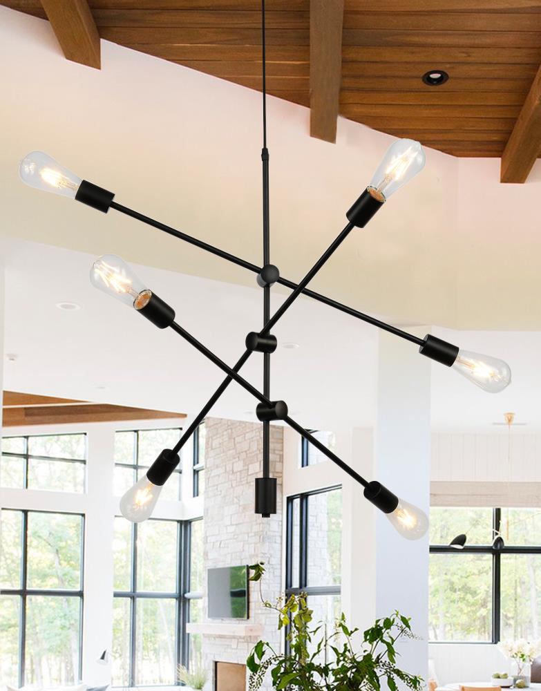 Aiwen 6-Light Black Industrial LED Dry rated Chandelier in the ...