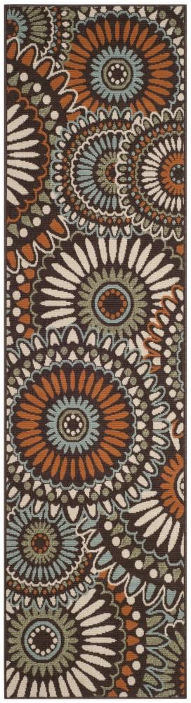 Safavieh VER091-0725-26 Veranda Sissy 2 x 6 (ft) Loomed Synthetic Chocolate/Terracotta Rectangular Indoor/Outdoor Floral/Botanical Bohemian/Eclectic Runner rug