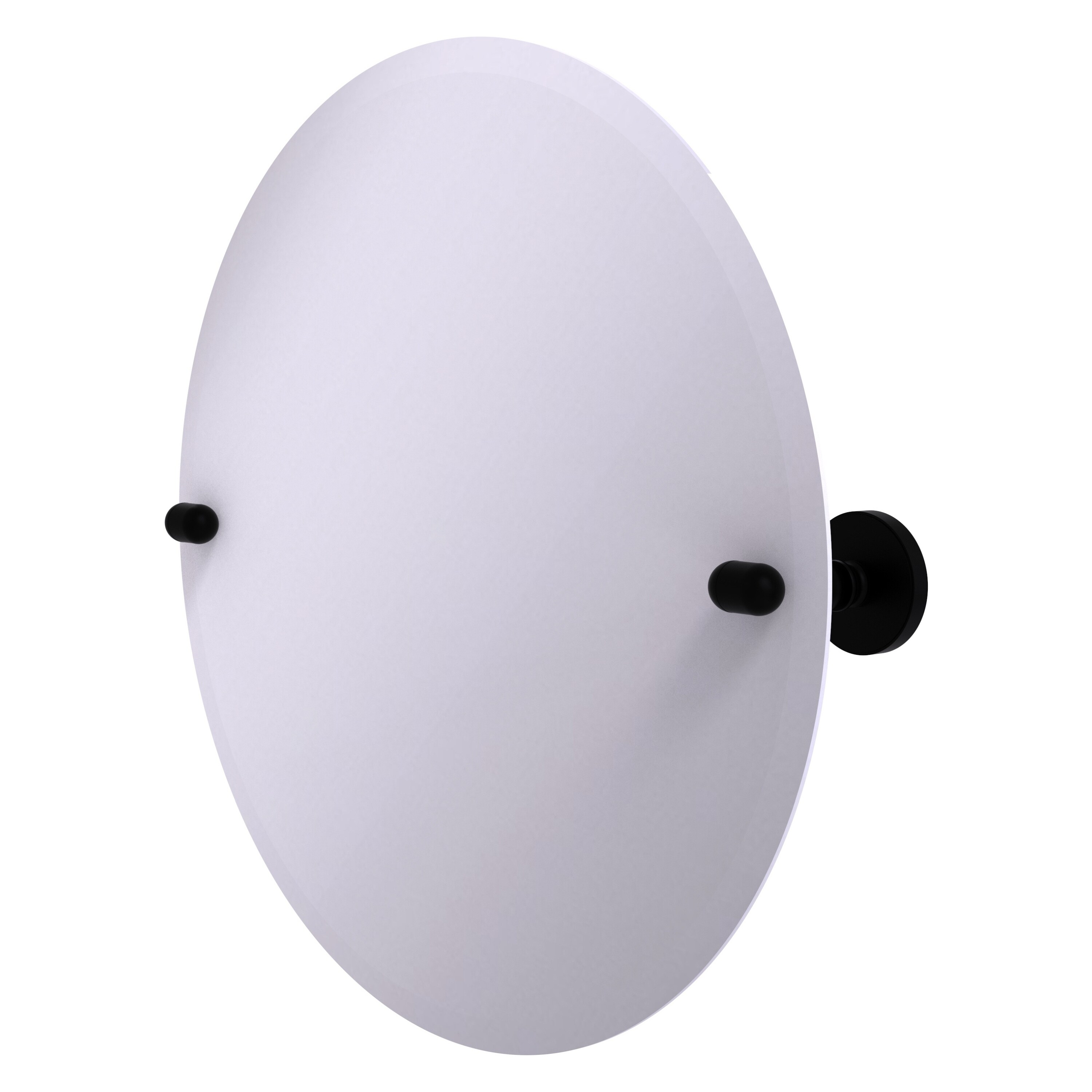 Allied Brass TA-90-BKM Tango 22-Inches x 22-Inches Beveled Frameless Round Tilting Bathroom Vanity Mirror ( Matte Black )