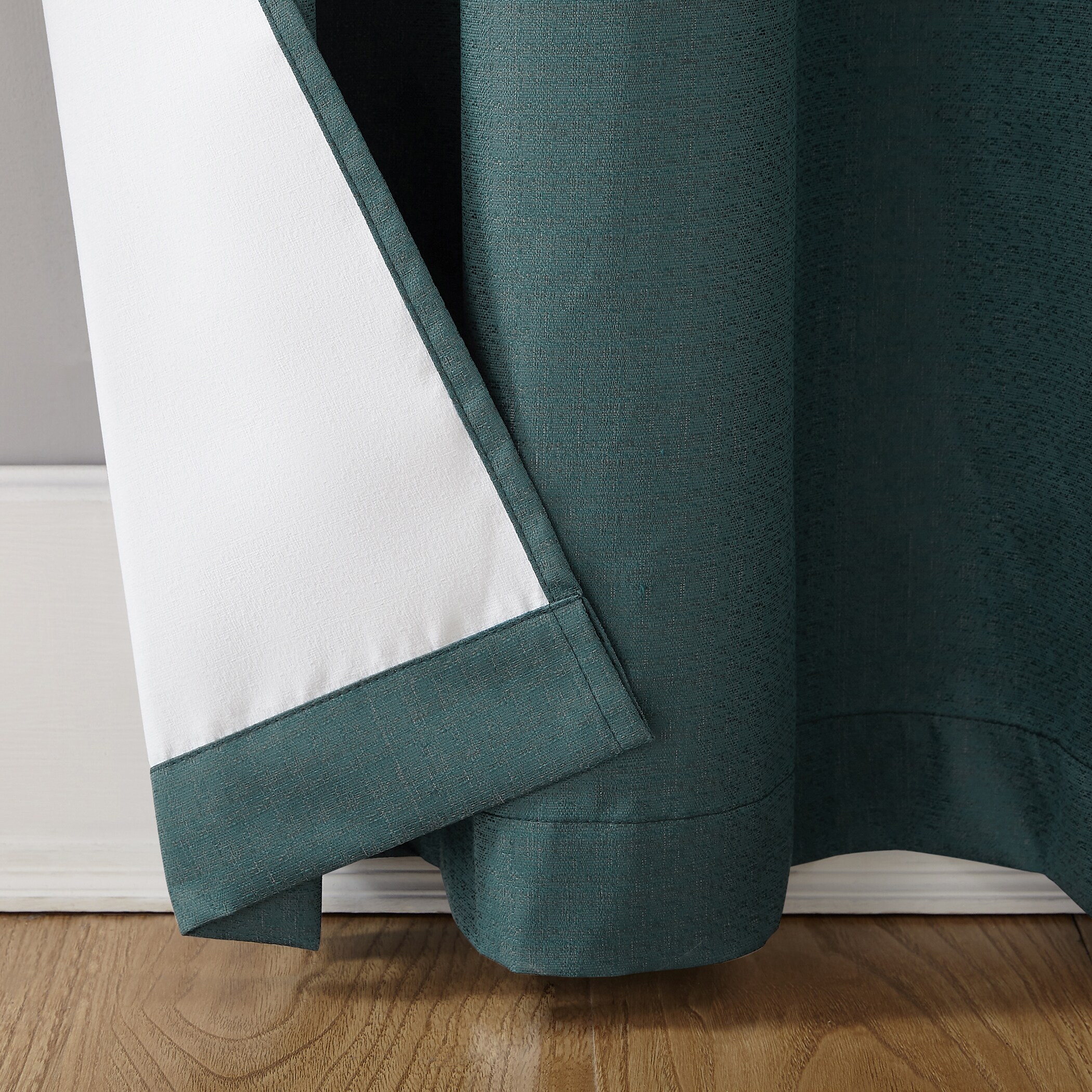 Teal Linen Blackout Grommet Curtain Panel, 40" x 84"