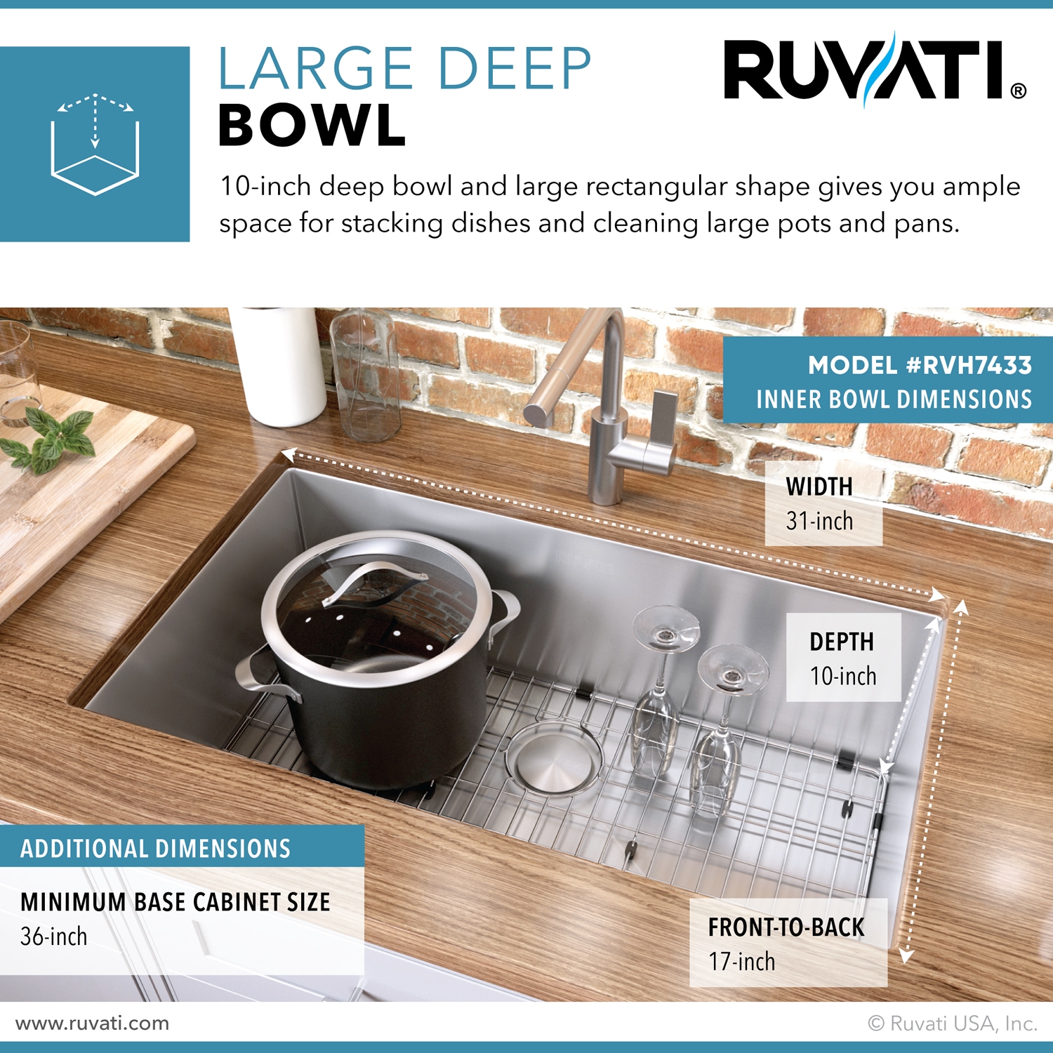 Ruvati RVH7433 Kitchen-Sinks - View #7