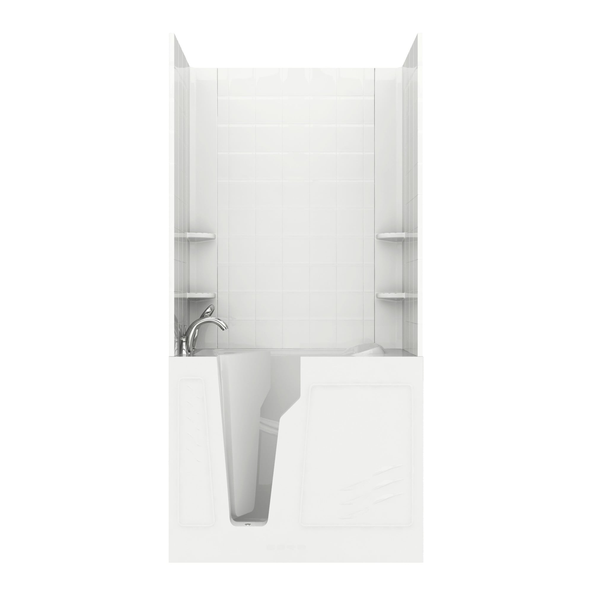 Endurance LSN2646LWDCF Nova 26-in x 46-in x 38-in White 2-Piece Bathtub and Shower Combination Kit (Left Drain) Drain Included