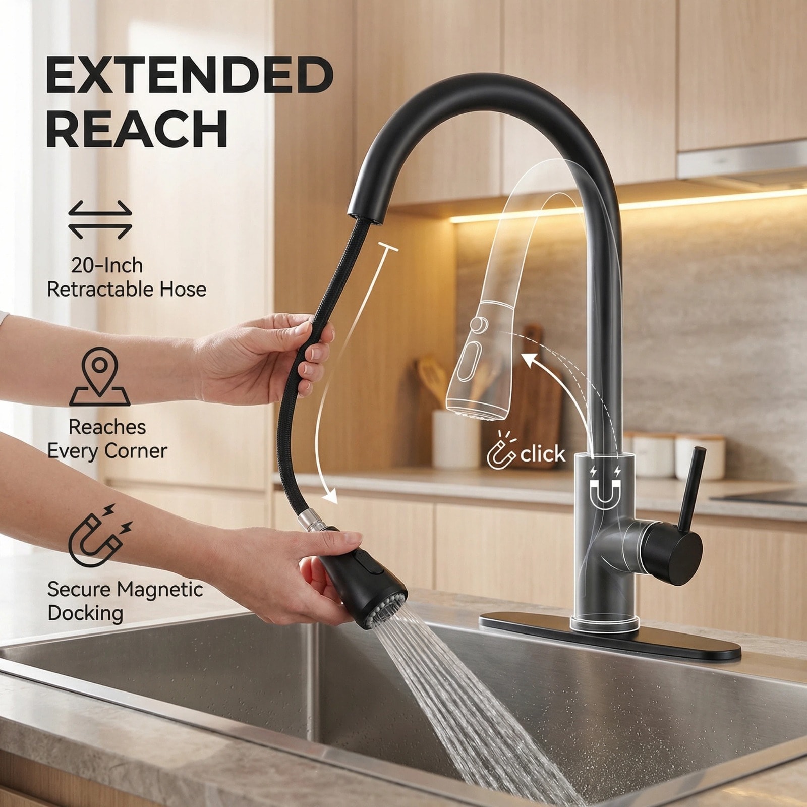 BYH KF-3003-MB Kitchen-Faucets - View #4