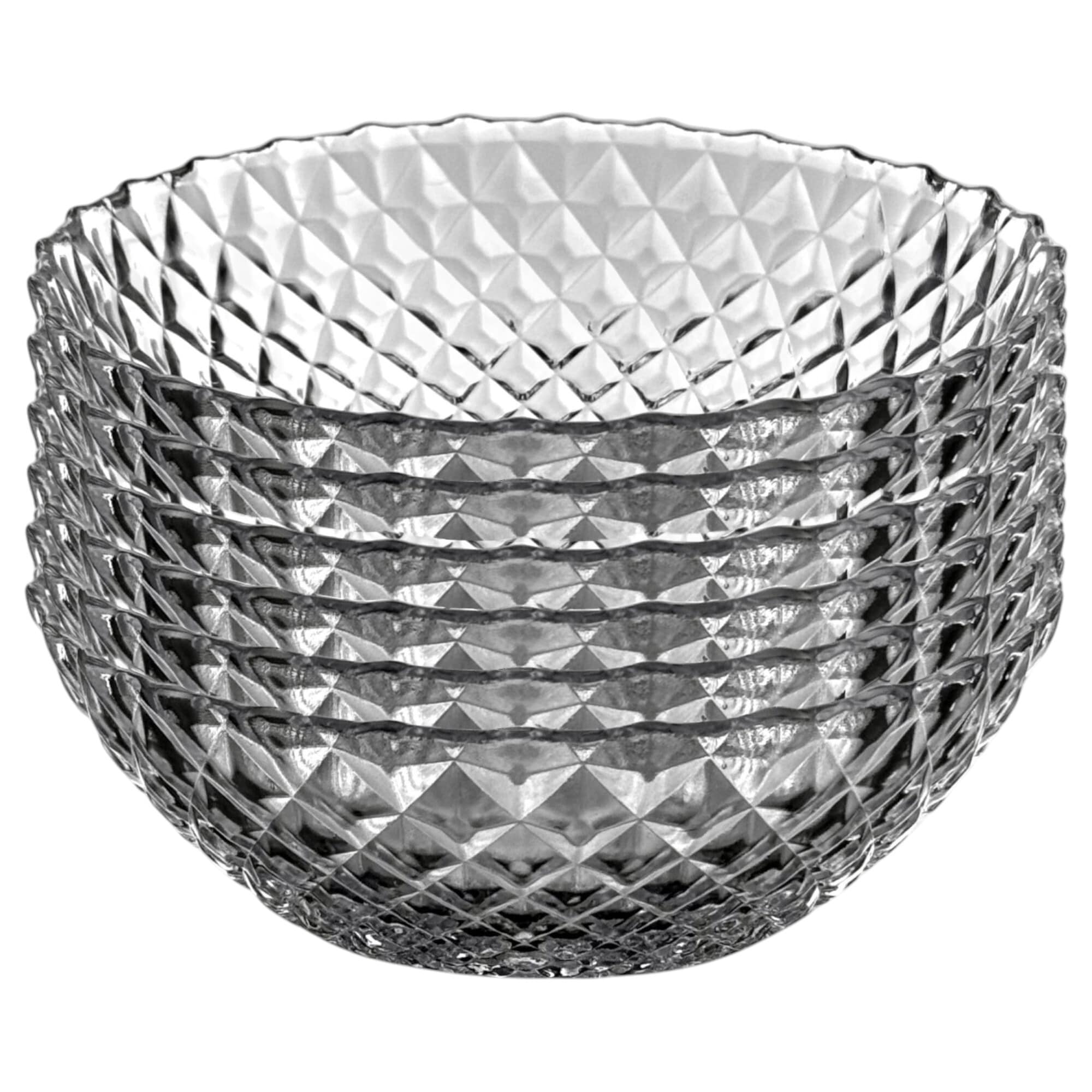 Slickblue 6-Piece Clear Glass Condiment Bowl Dinnerware with Textured Peacock Pattern for Home Meals