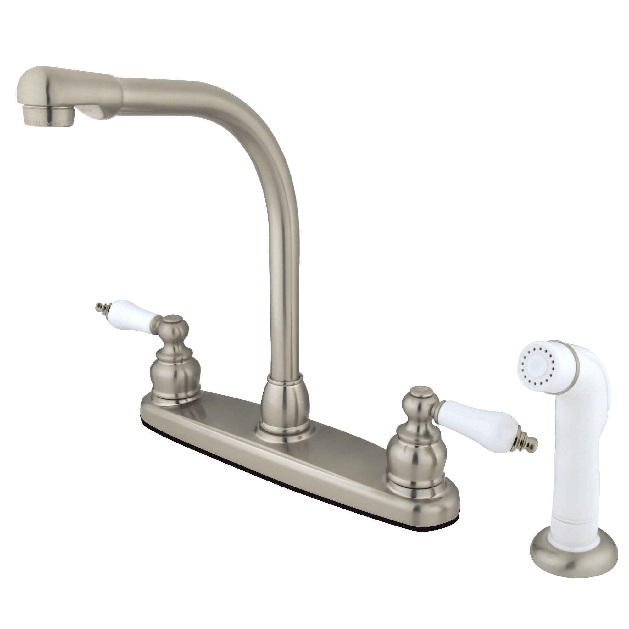 Elements of Design EB718 Victorian Brushed Nickel Double Handle Deck-mount Kitchen Faucet ( Deck Plate Included ) ( Side Sprayer Included )