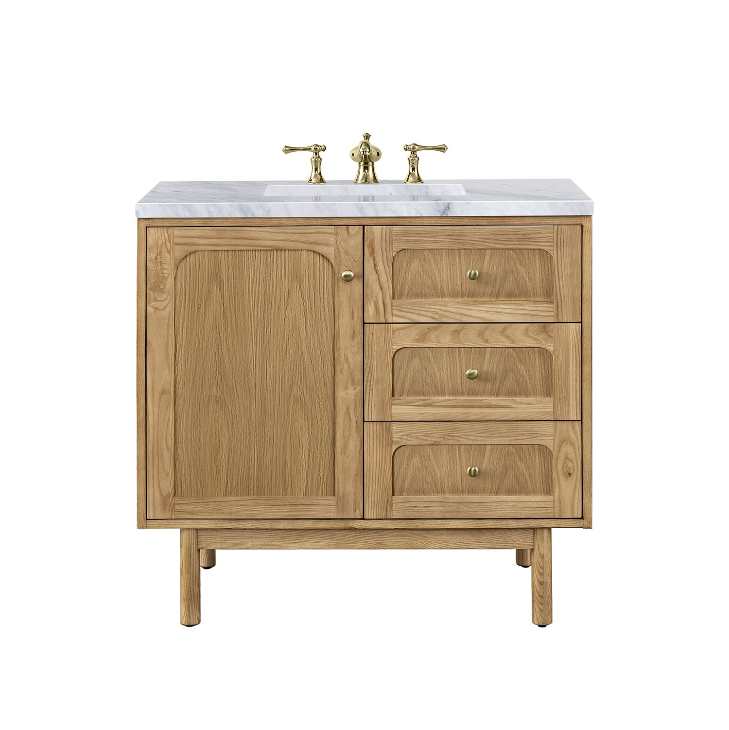 James Martin Vanities 545-V36-LNO-3CAR Laurent 36-in Light Natural Oak Undermount Single sink Floating Bathroom Vanity with Carrara Marble Marble Top