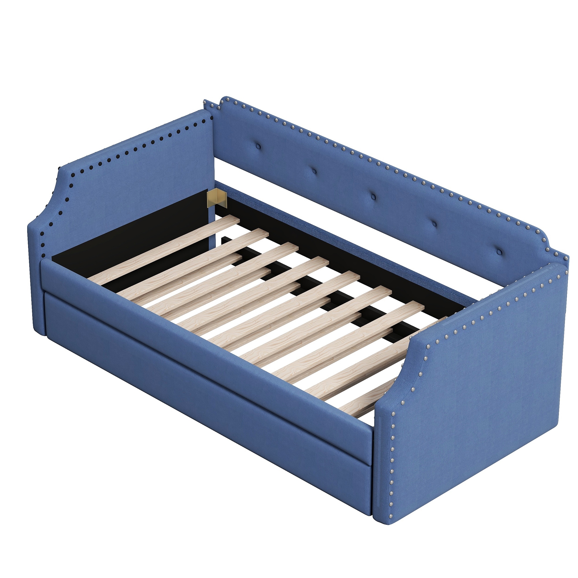 CASAINC BJC-WF-JW00423101 Twin Daybed with Trundle Blue Twin Wood Bed Frame with Storage