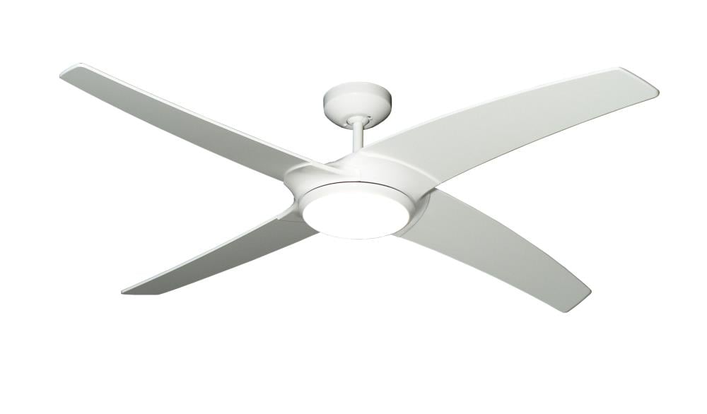 TroposAir 88711 Starfire 56-Inches Pure White with Pure white Blades Integrated LED Fixture Indoor Downrod mount Standard Ceiling Fan With Light and Remote ( 4 -Blade)