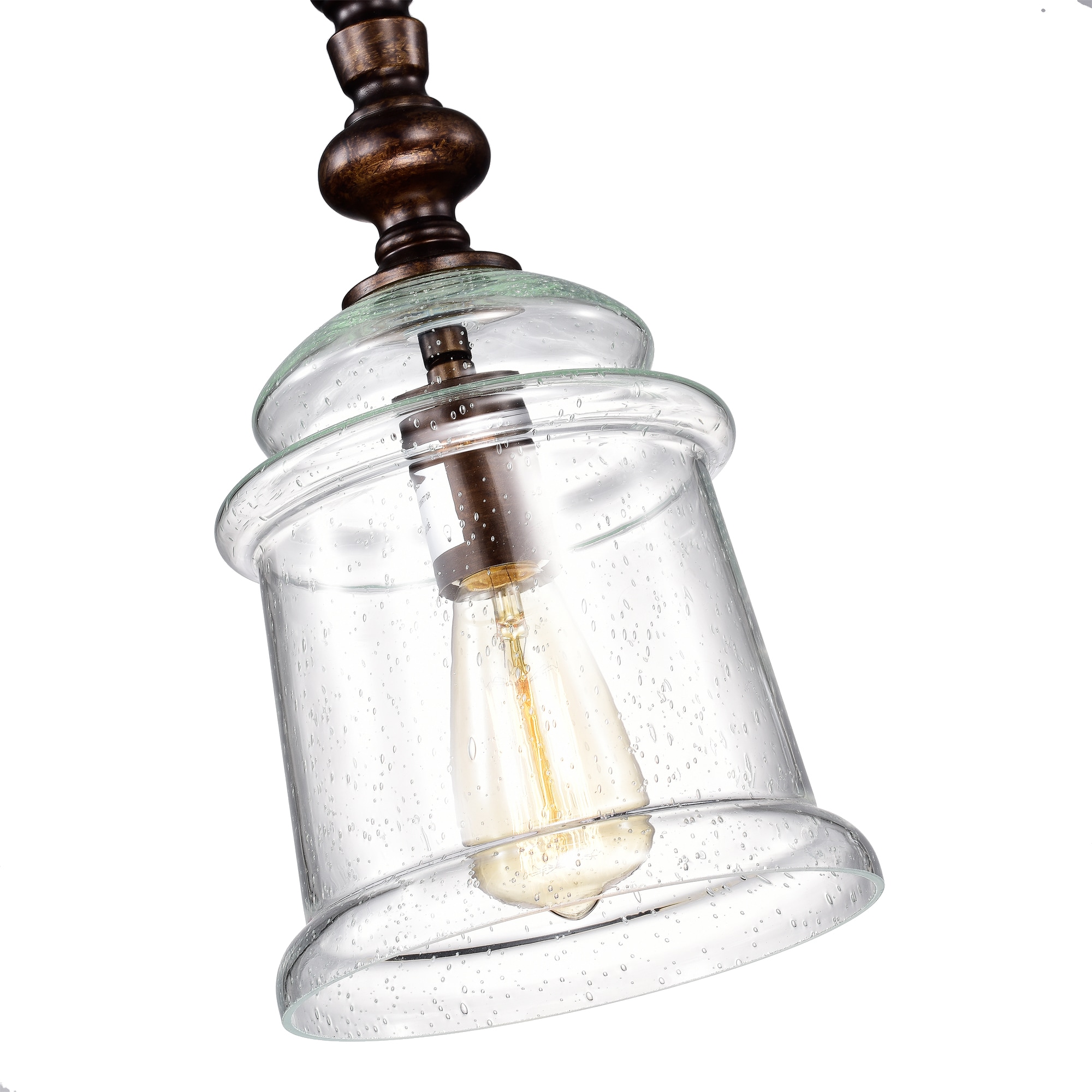 Edvivi 1 Light Oil Rubbed Bronze Traditional Pendant With Glass Bell Jar Shade In The Pendant
