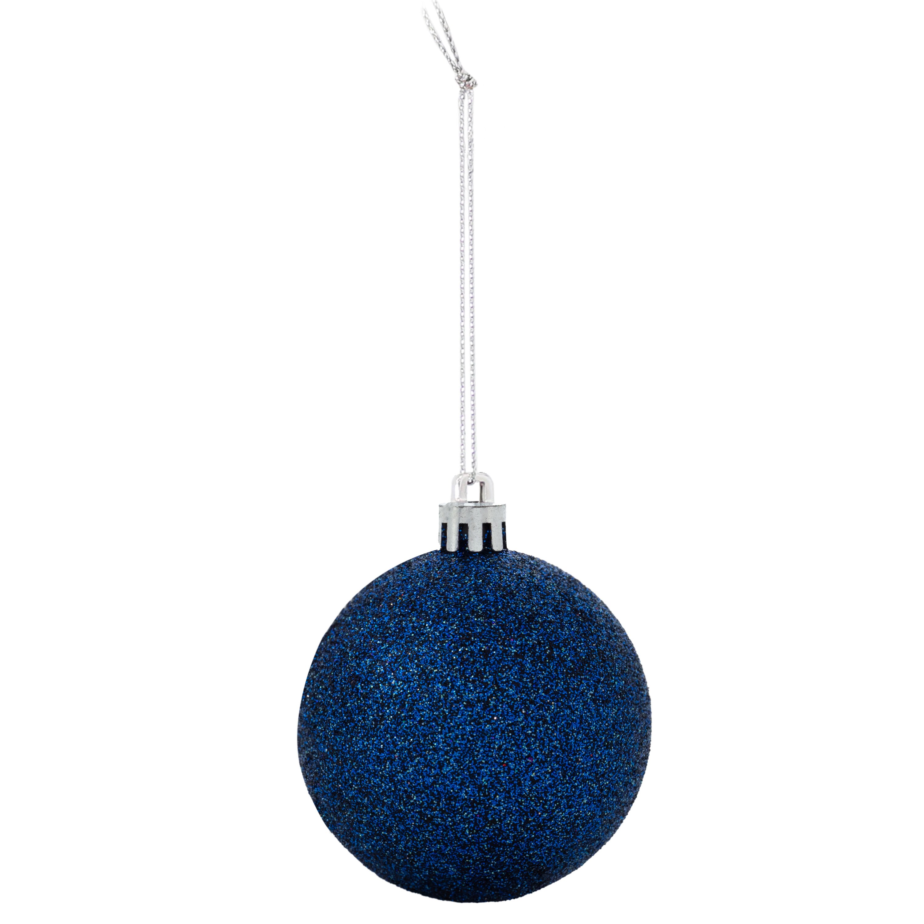Turquoise and Blue Shatterproof Plastic Christmas Ornament Set, 24 Count