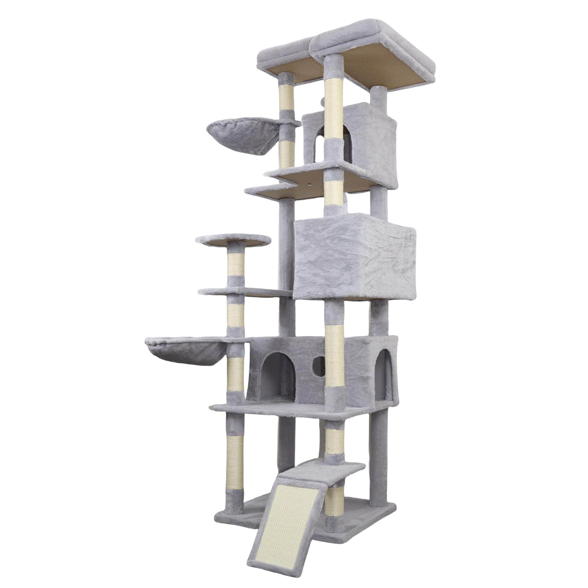 Vynxaria LEXY1538-DJCW-MPJ007 CloudRest 84In Light Gray Large Sisal Cat Tree Condo Hammock Perch Tower One Unit