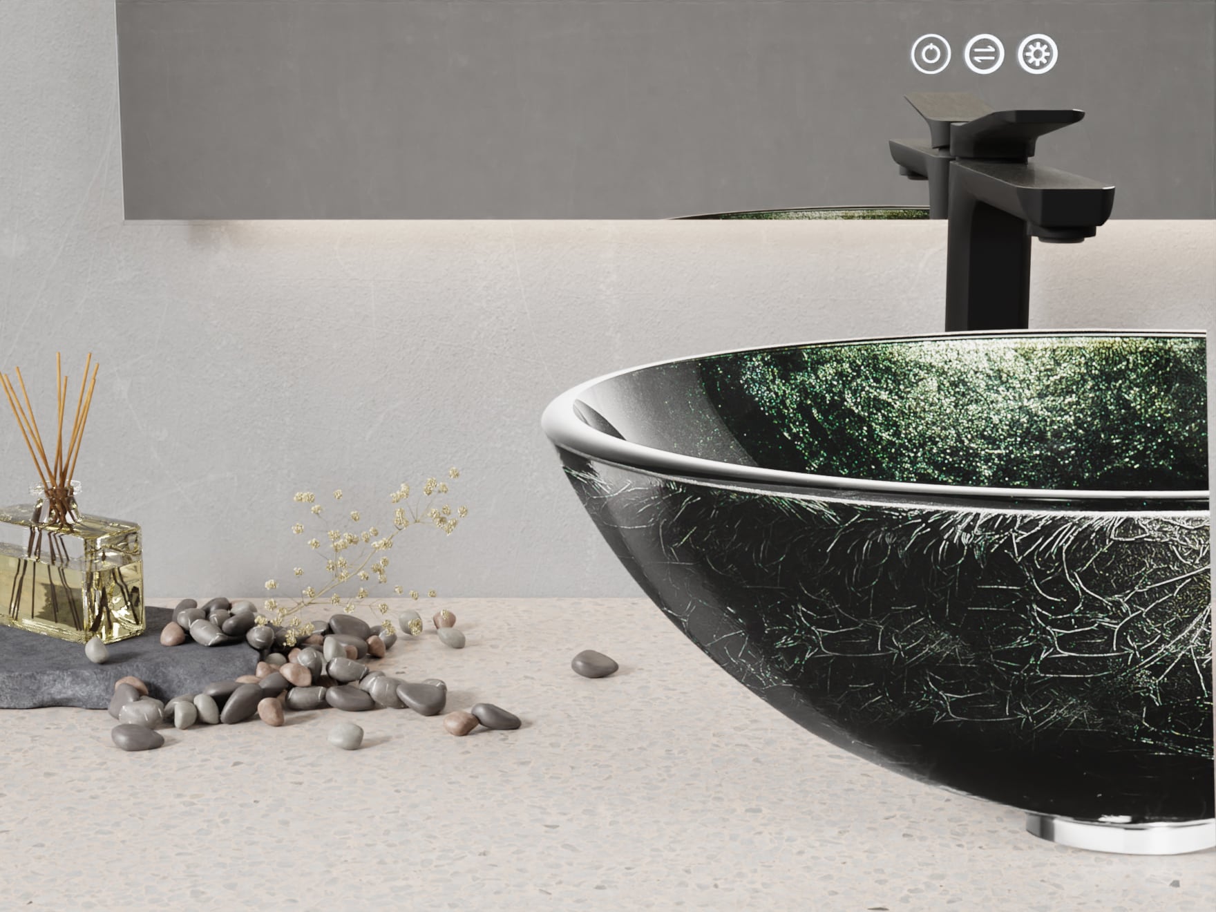 Stellar Black Glass Circular Above-Counter Bathroom Sink