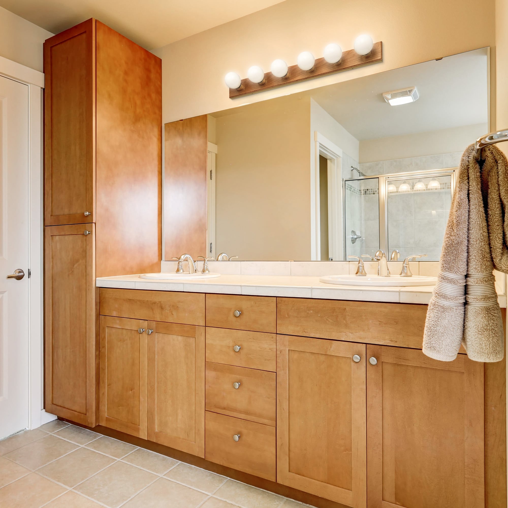 Honey Oak 36" 6-Light Dimmable Vanity Strip Light