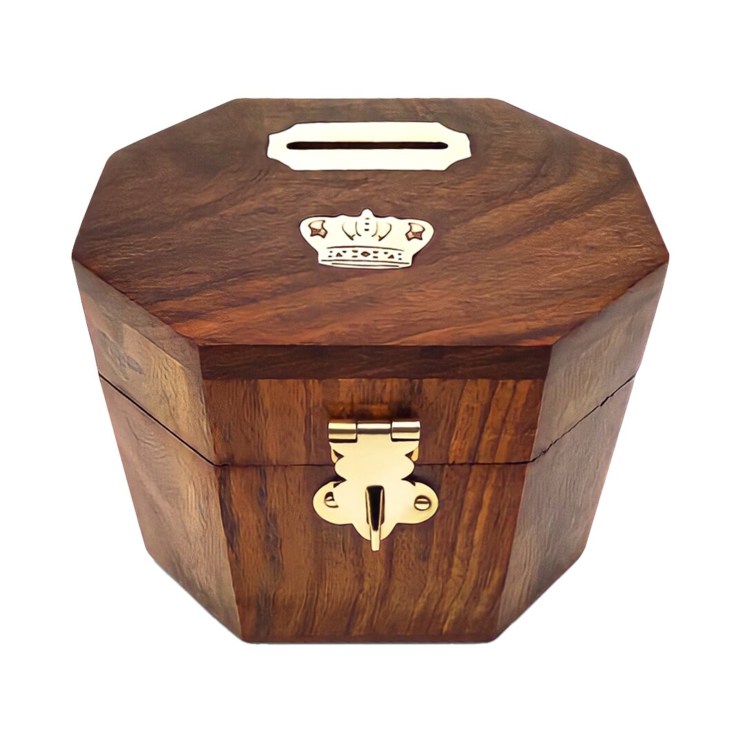 Vintiquewise QI004394 1 -lb Brown Wood Storage Trunk