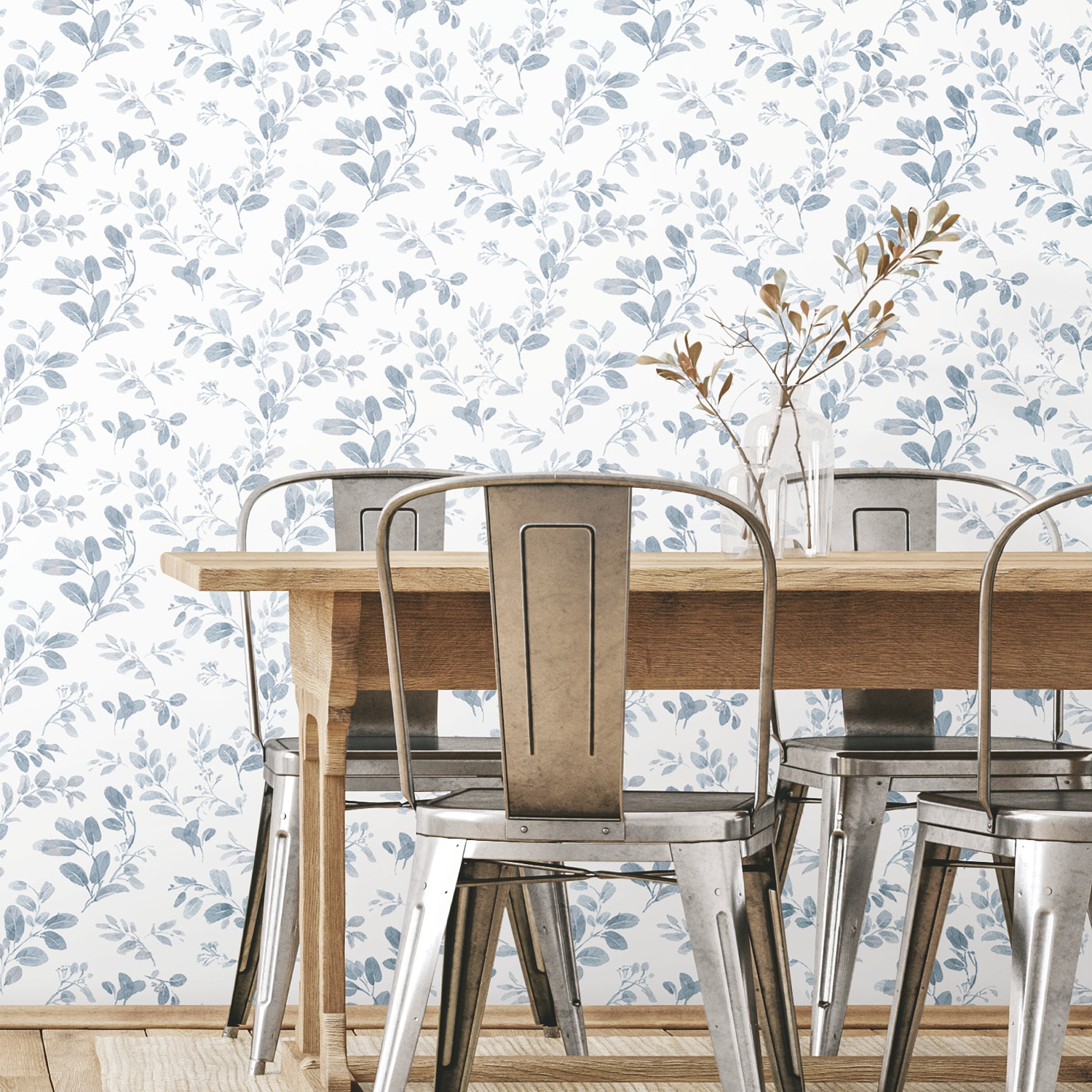 RoomMates RMK12051RL 28.29-Sq. Feet Blue Vinyl Ivy/Vines Self-adhesive Peel and Stick Wallpaper