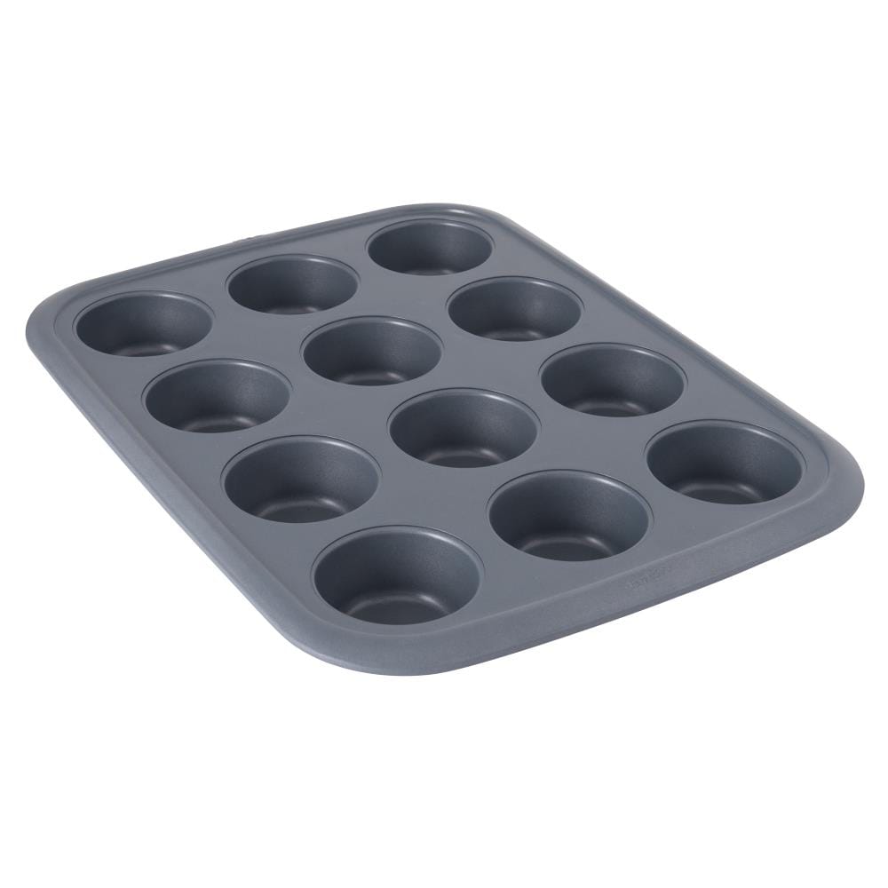 Baker's Secret Nonstick Carbon Steel Muffin Pan, 12 Cups, Gray, Size: 12cup