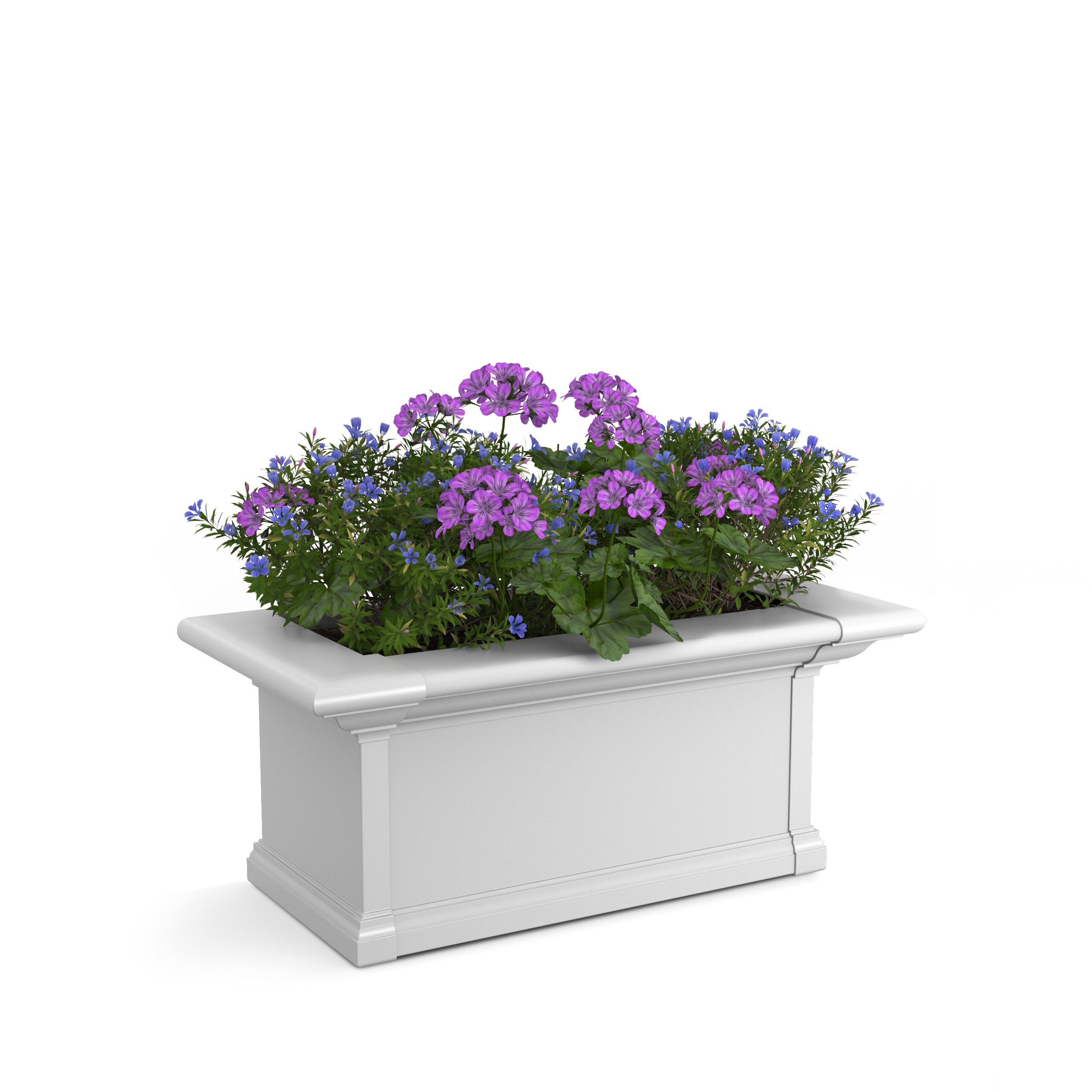 Mayne 4822-W Rectangle 24-in W Medium White PVC vinyl Outdoor Window box with Drainage Holes with Self Watering