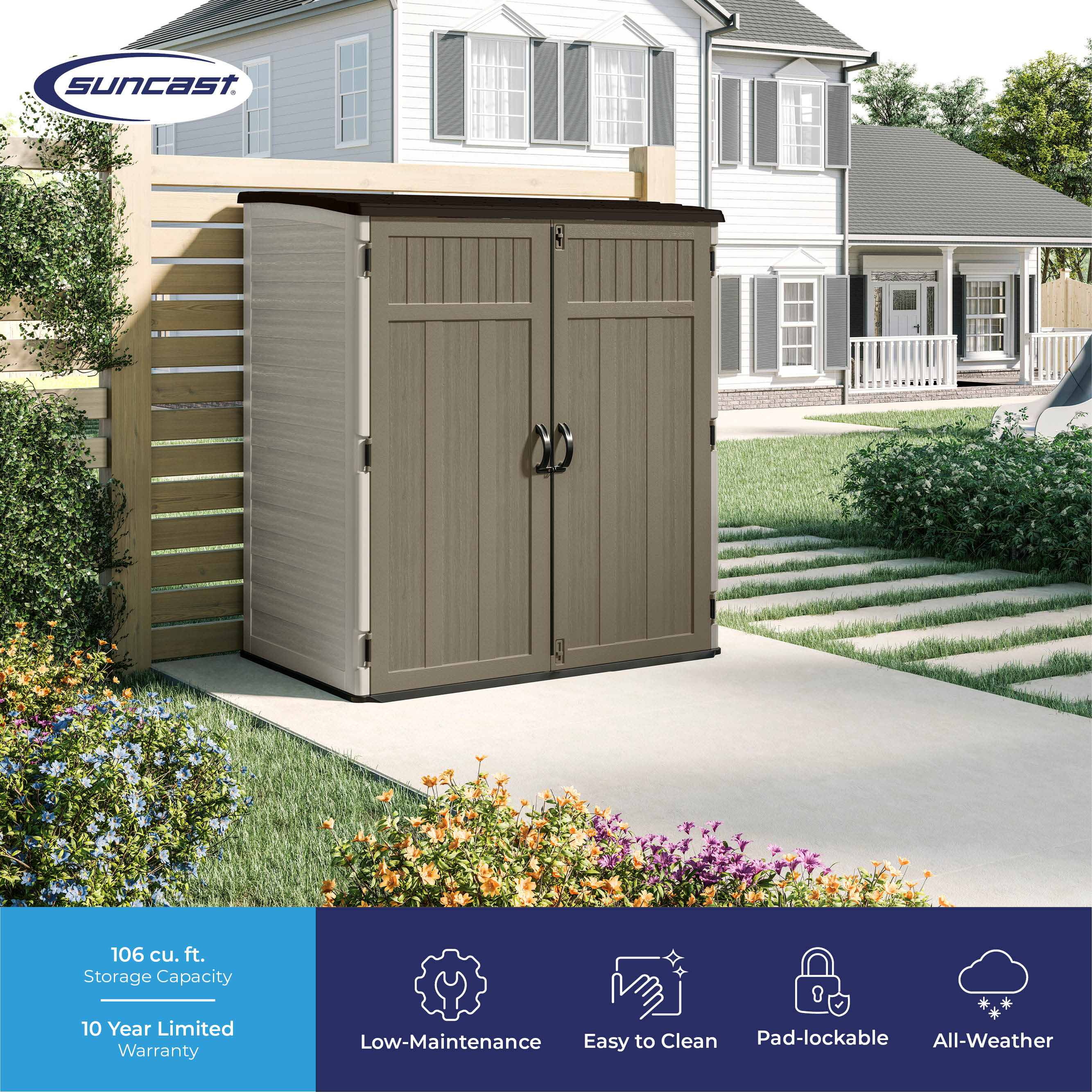 Dark Taupe and Cobblestone Resin Vertical Storage Shed Kit